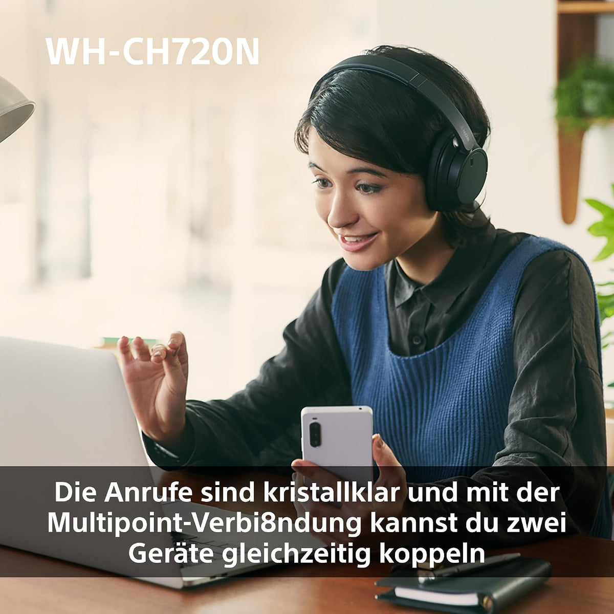 Sony WH-CH720N Kabelloser Bluetooth-Kopfhörer mit Noise Cancelling - bis zu 35 Stunden Akkulaufzeit und Schnellladefunktion - Schwarz