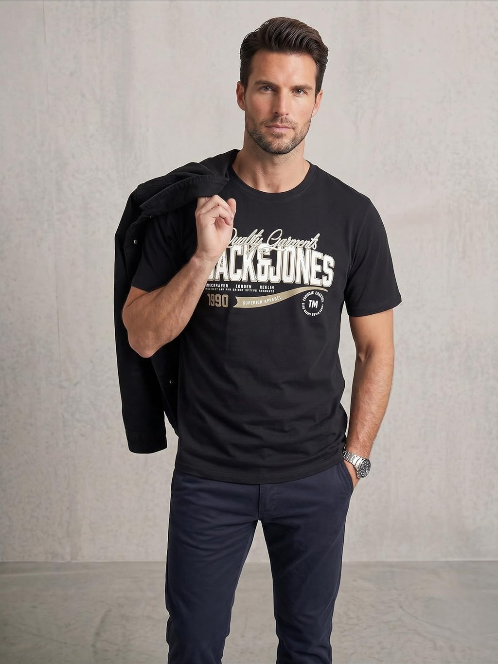 JACK & JONES Herren T-Shirt 3er Pack – Baumwolle, Rundhals, Kurzarm, mit Print – Bequeme Freizeitshirts im modernen Design