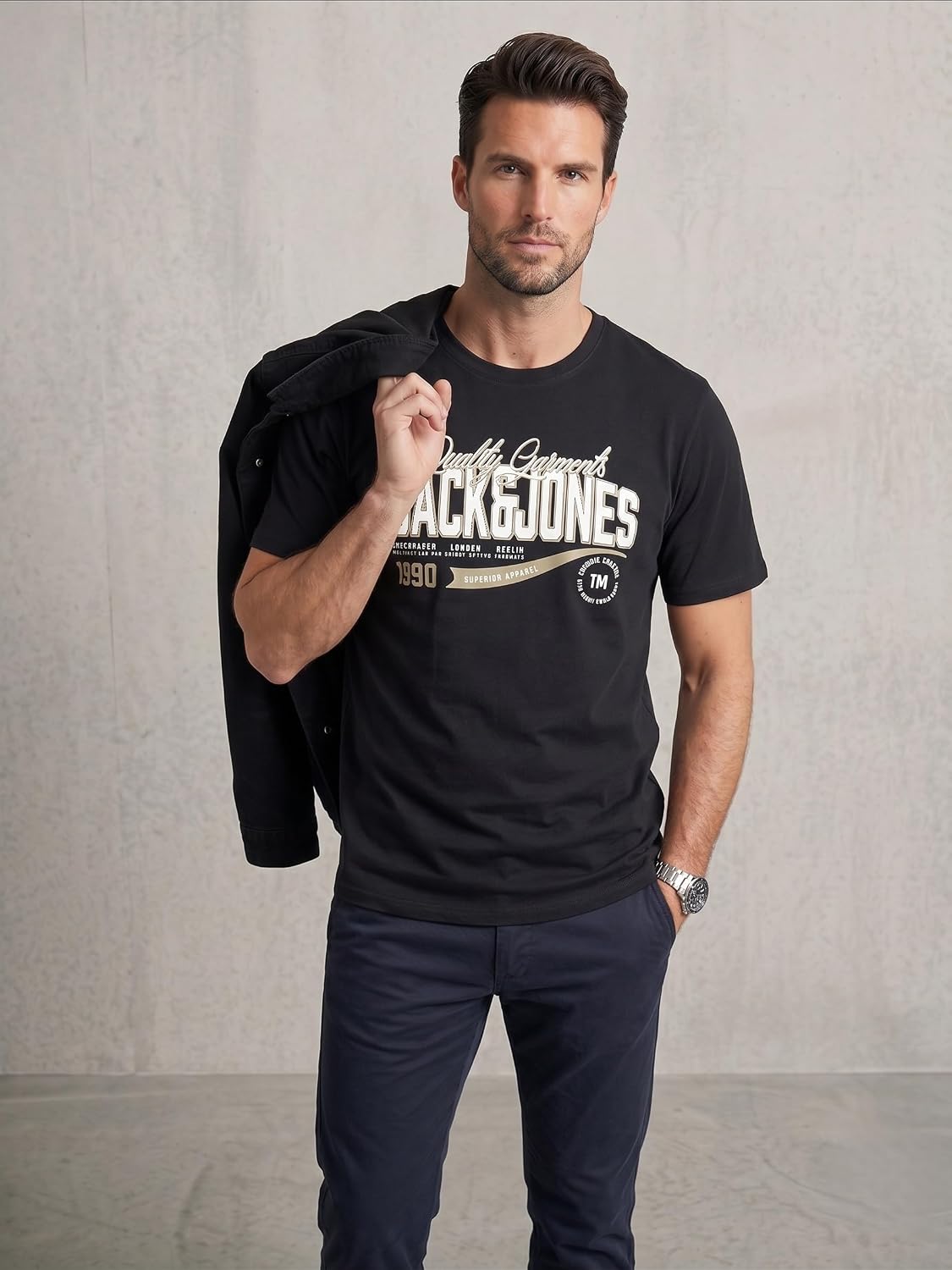 JACK & JONES Herren T-Shirt 3er Pack – Baumwolle, Rundhals, Kurzarm, mit Print – Bequeme Freizeitshirts im modernen Design
