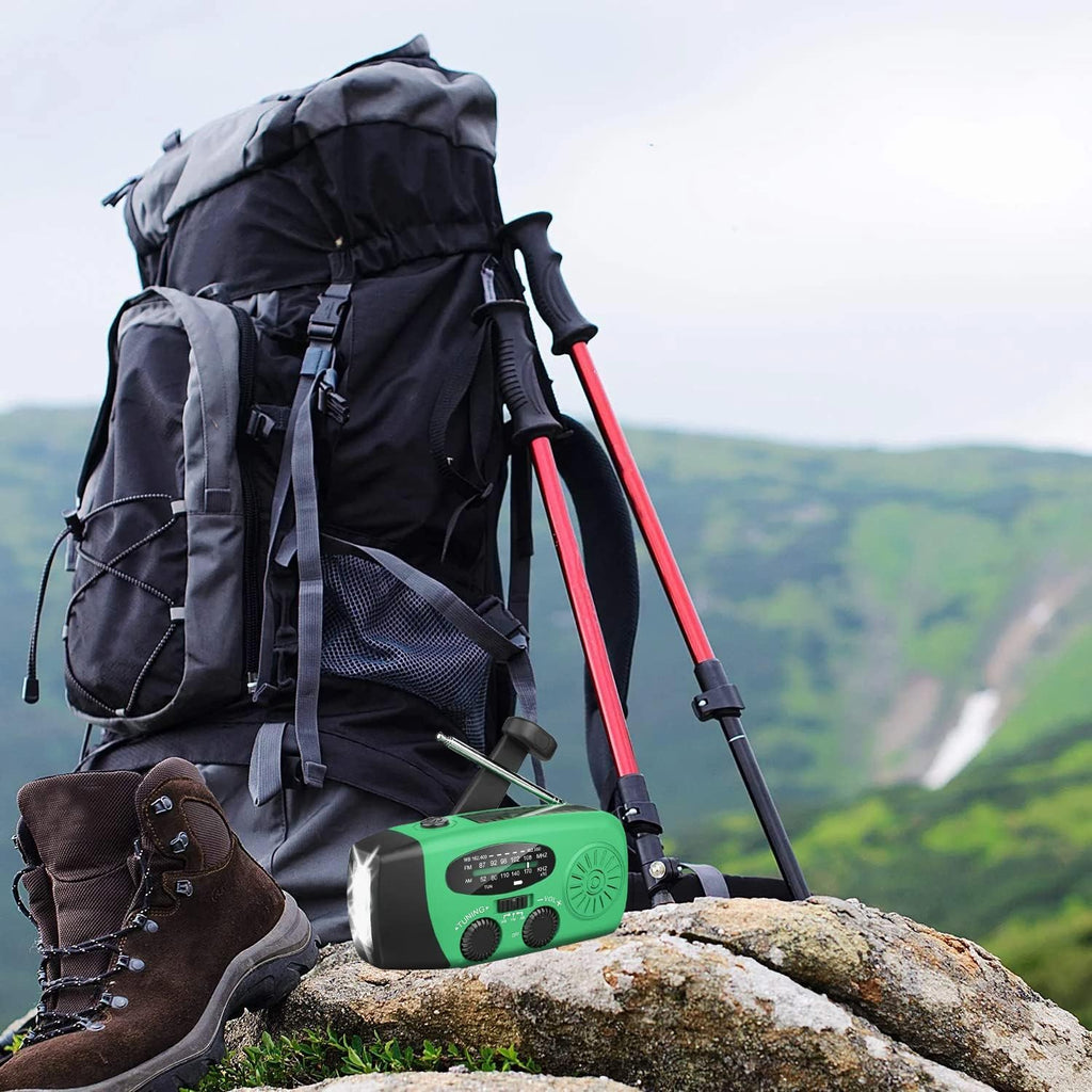 Notfall-Solarradio,Solarbaby Selbstbetriebenes Kurbelradio mit LED-Taschenlampe, SOS-Alarm,AM/FM Wetter Wind Up Radio mit 2000mAh Akku für Notladung von Smartphone,(Rod)