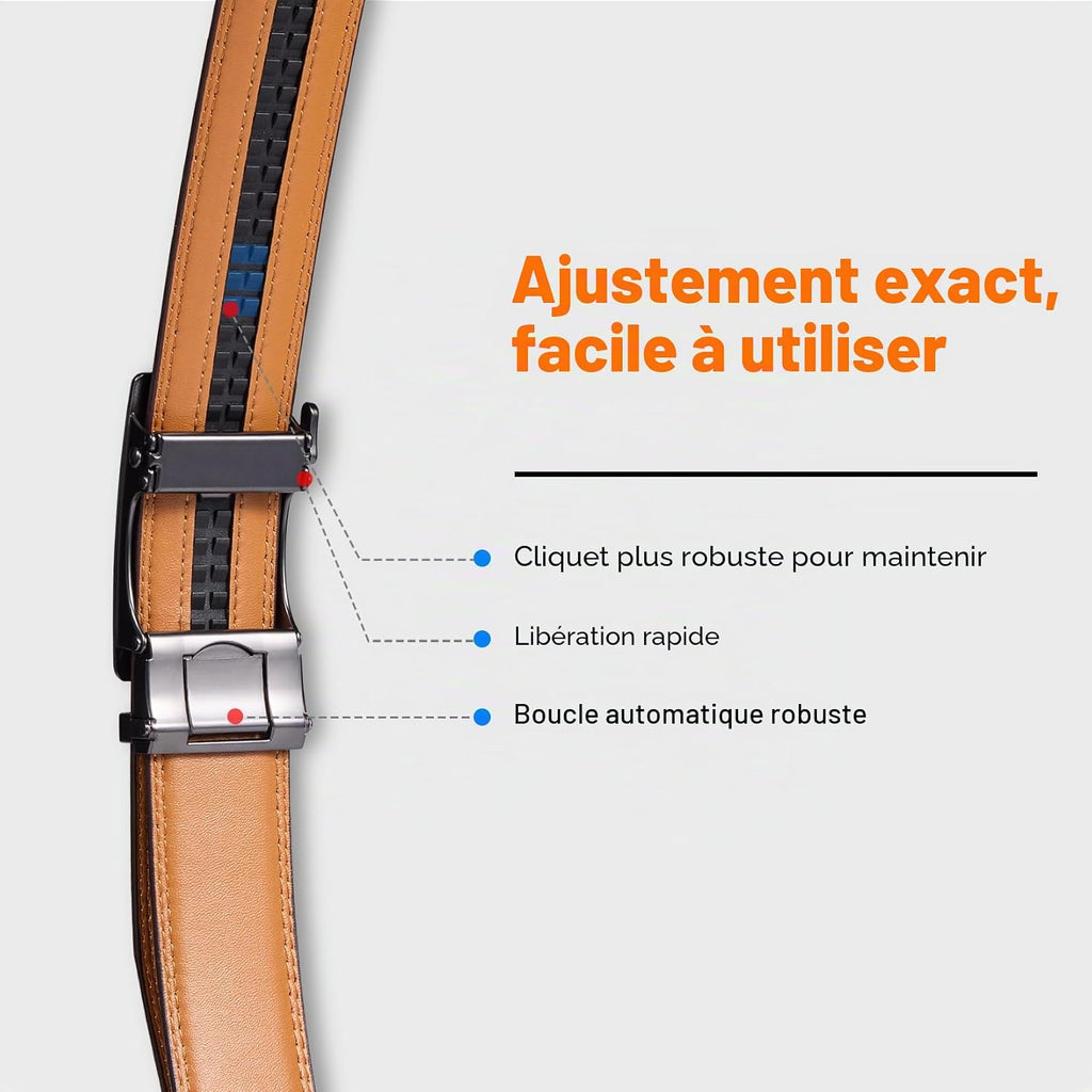 VATAN Ceinture Homme Cuir Boucle Automatique Ceintures 35mm