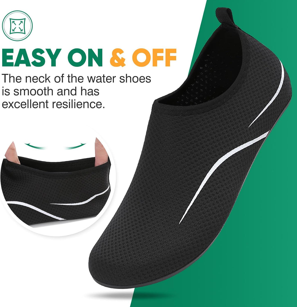 Water Shoes for Women Men Quick-Dry Beach Swim Socks with Non-Slip Sole