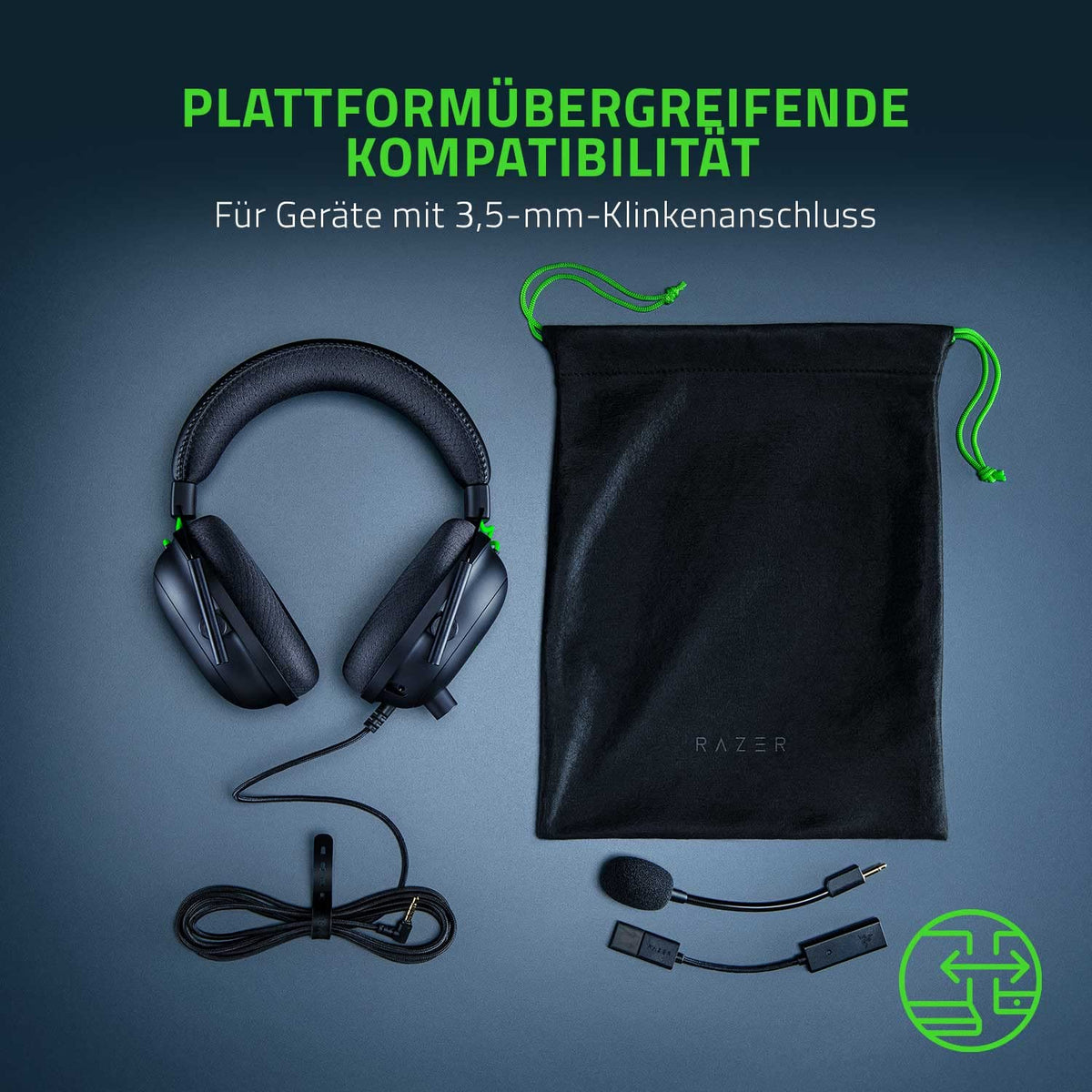 Razer BlackShark V2 X - Multi-Plattform kabelgebundenes Esports-Headset (Triforce 50mm Treiber, Erweiterte Passive Geräuschunterdrückung, 7.1 Surround Sound, Hyperclear Cardioid Mic) Grün