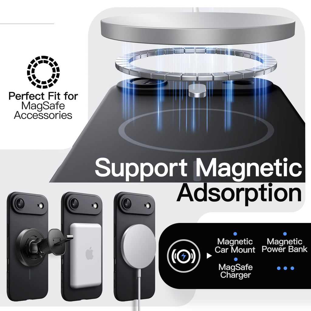 JETech Magnetische Dünne Hülle für iPhone 18 Pro, Schwarz