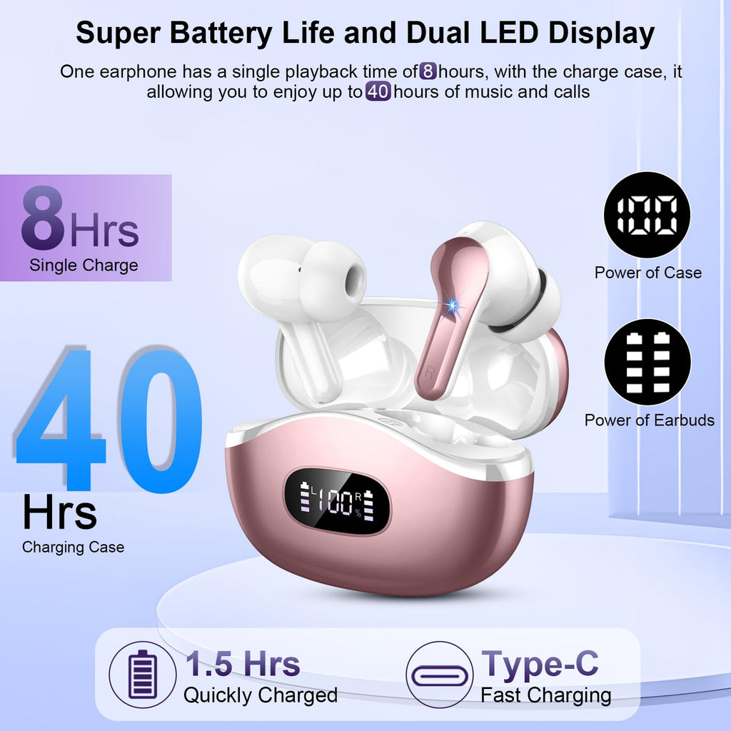 2026 Kopfhörer Kabellos Bluetooth 5.4 Kopfhörer, 6D-Stereo Ohrhörer in Ear