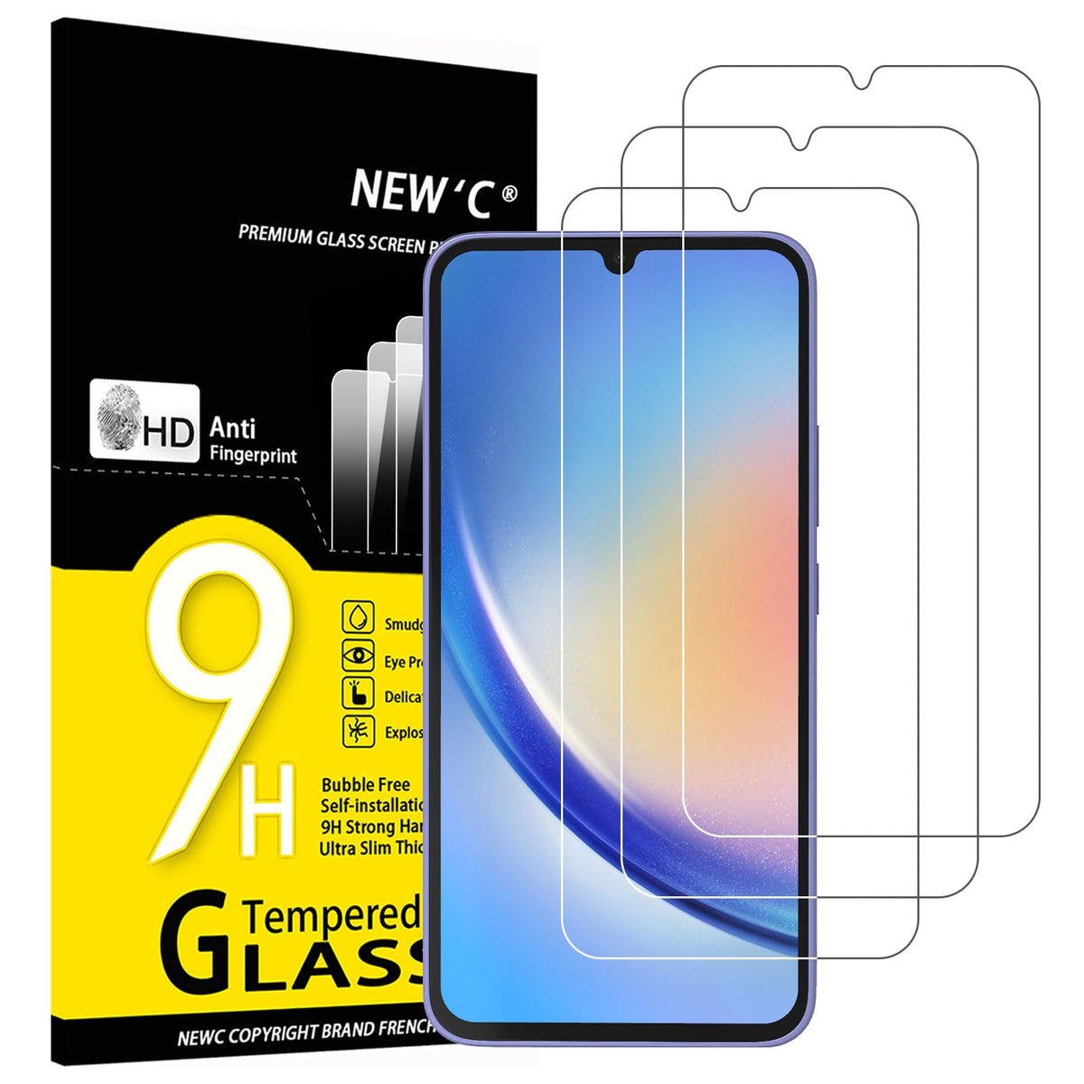 NEW'C Schutzfolie für Samsung Galaxy A35 5G für Panzerglas