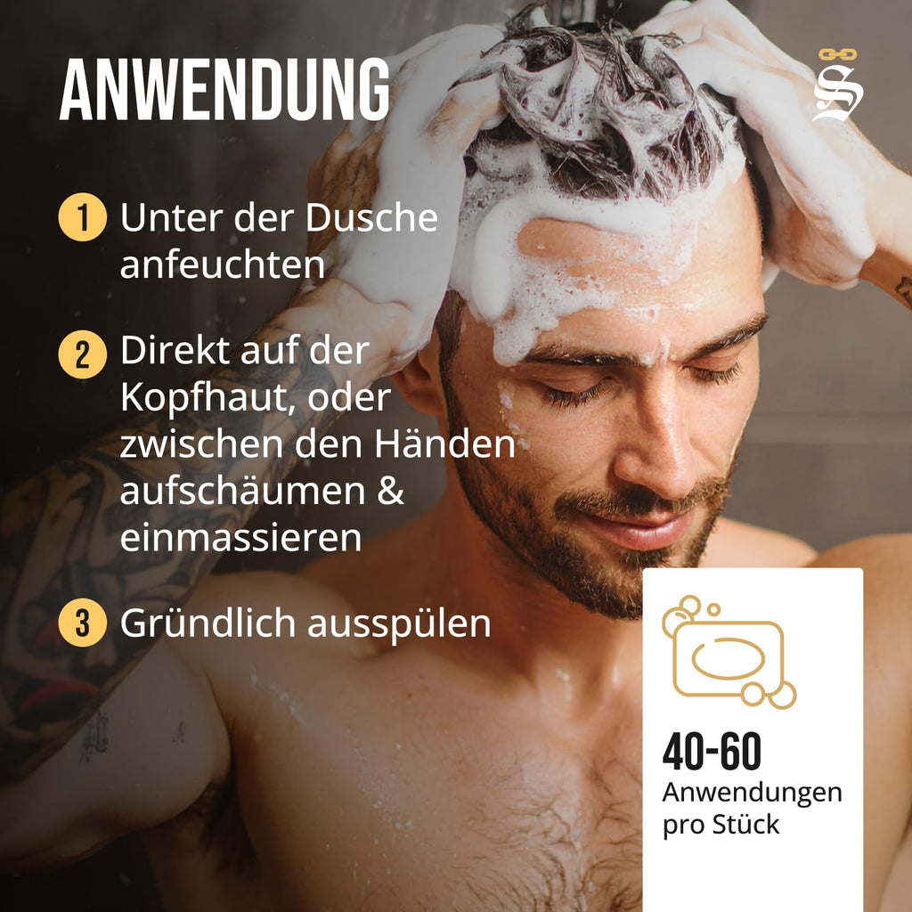 NEU: Störtebekker® Premium Festes Anti Schuppen Shampoo - Festes Shampoo Herren & Damen - 3in1 Duschseife Männer für Haare & Kopfhaut - vegan, handgefertigt (100g)