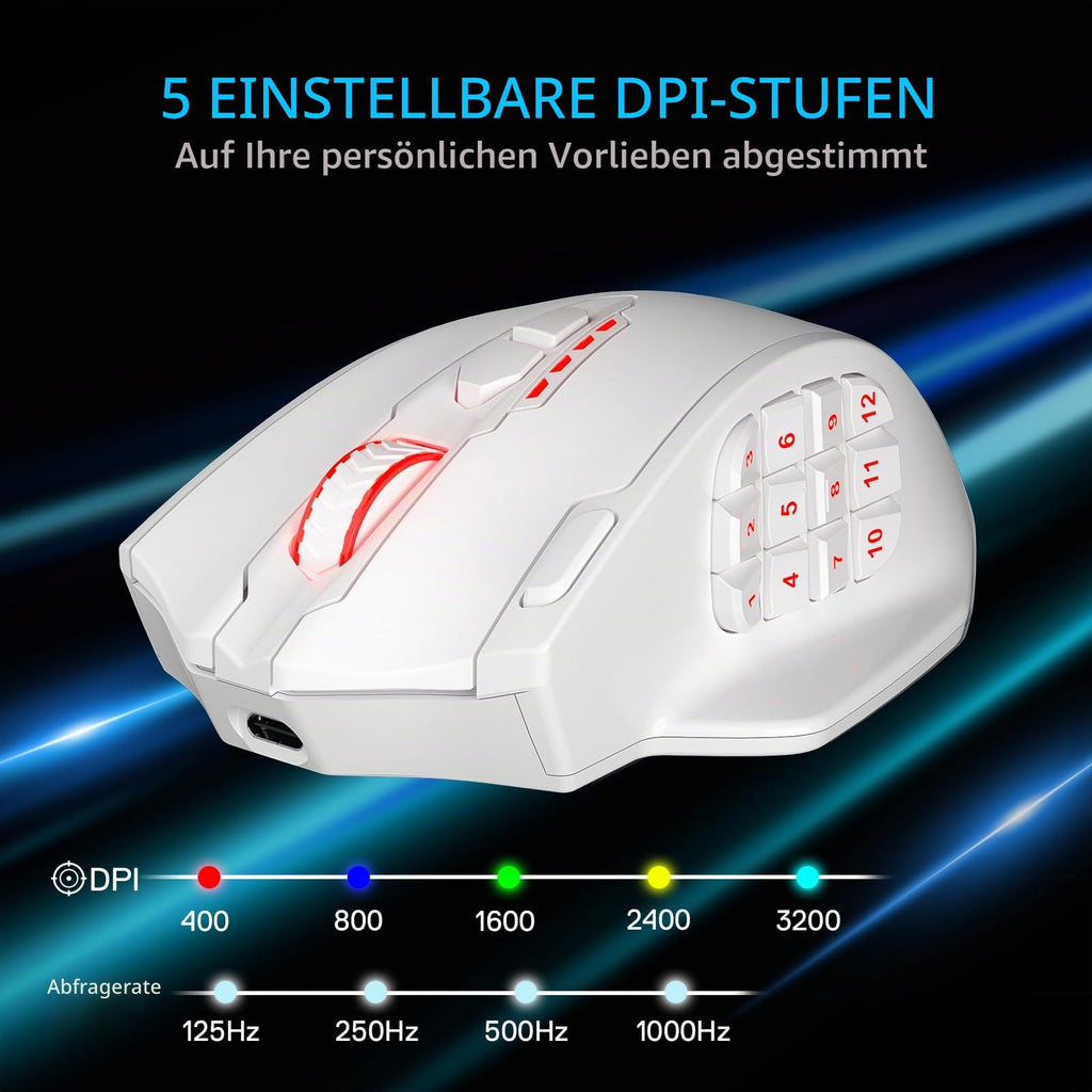 Redragon M908 Impact MMO Gaming Maus Kabelgebunden RGB 12400 DPI