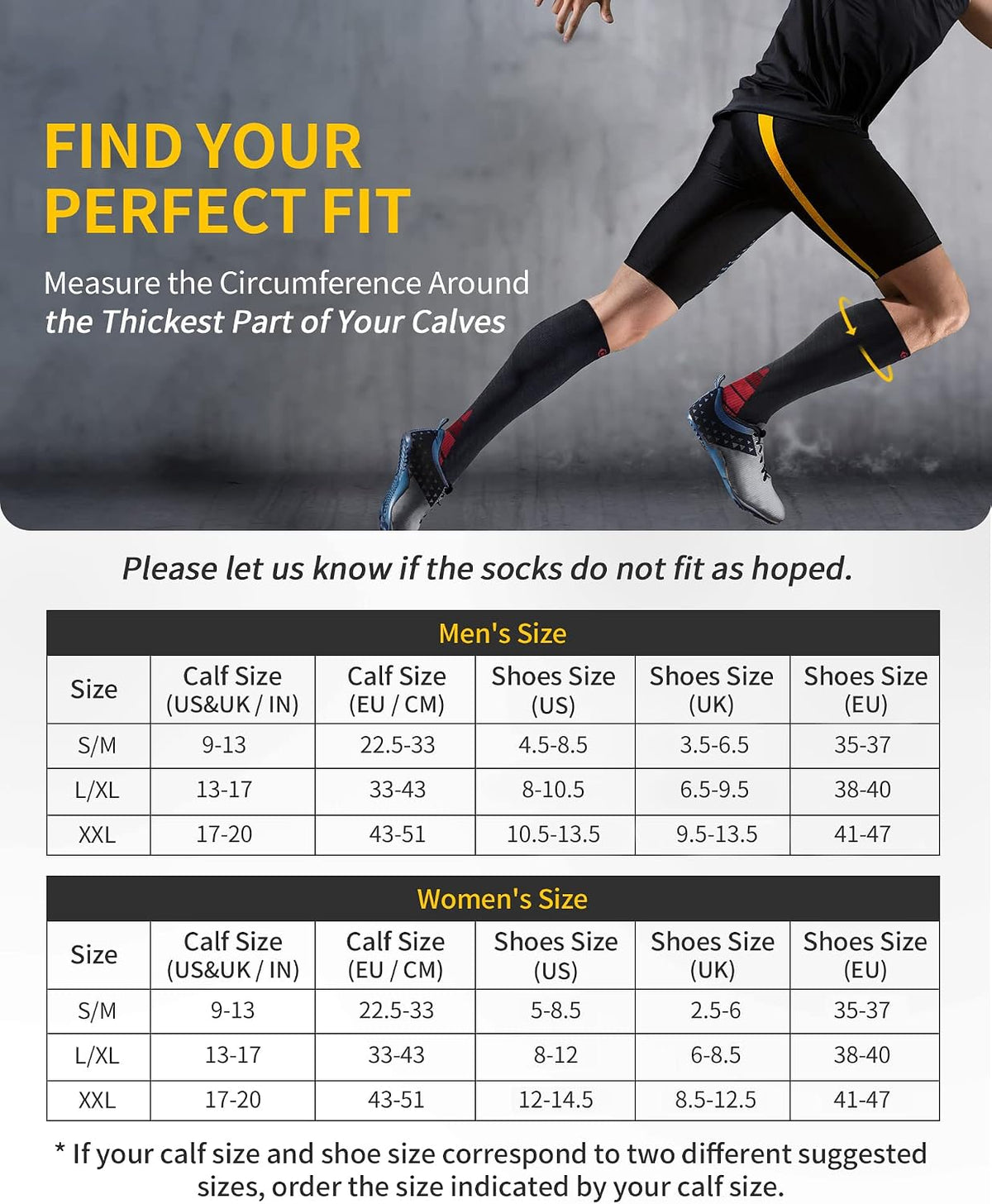 CAMBIVO Compression Socks for Women & Men 2 Pairs, Travel Flight Socks