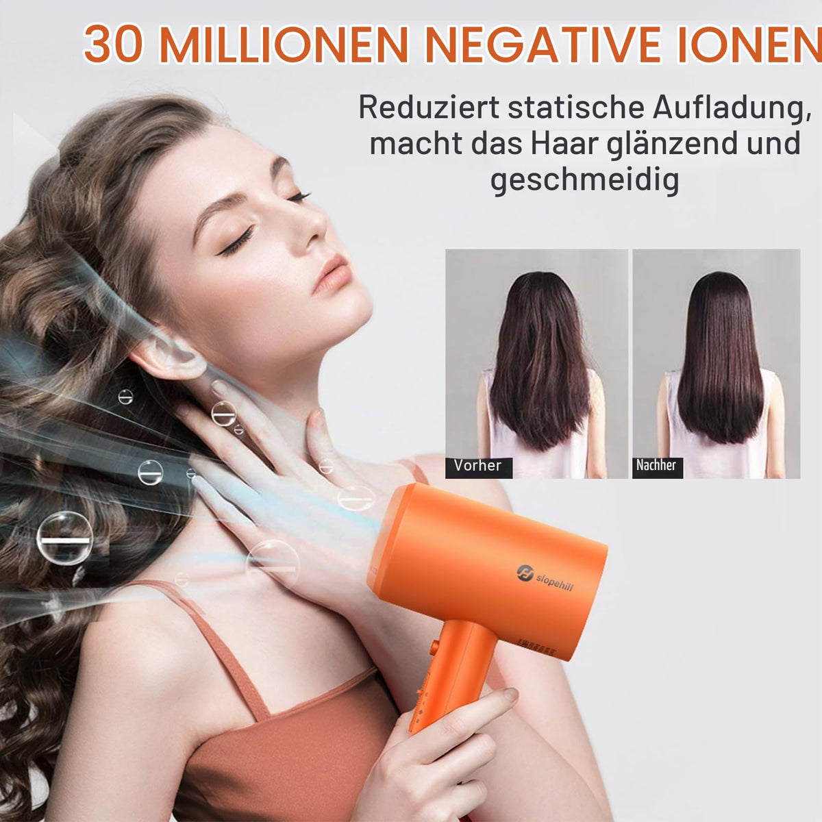 Ionen Föhn AC Motor 1800W Haartrockner slopehill Schnelltrocknen Hair Dryer