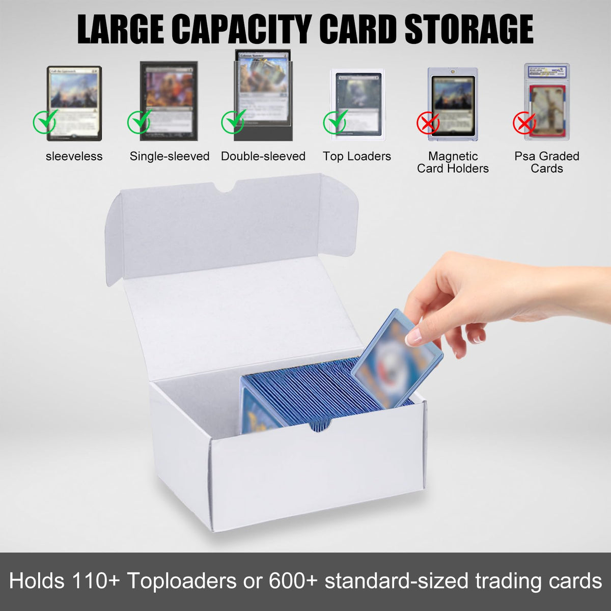 Trading Card Storage Box, 20-Pack 1100 Count White Corrugated Cardboard Box