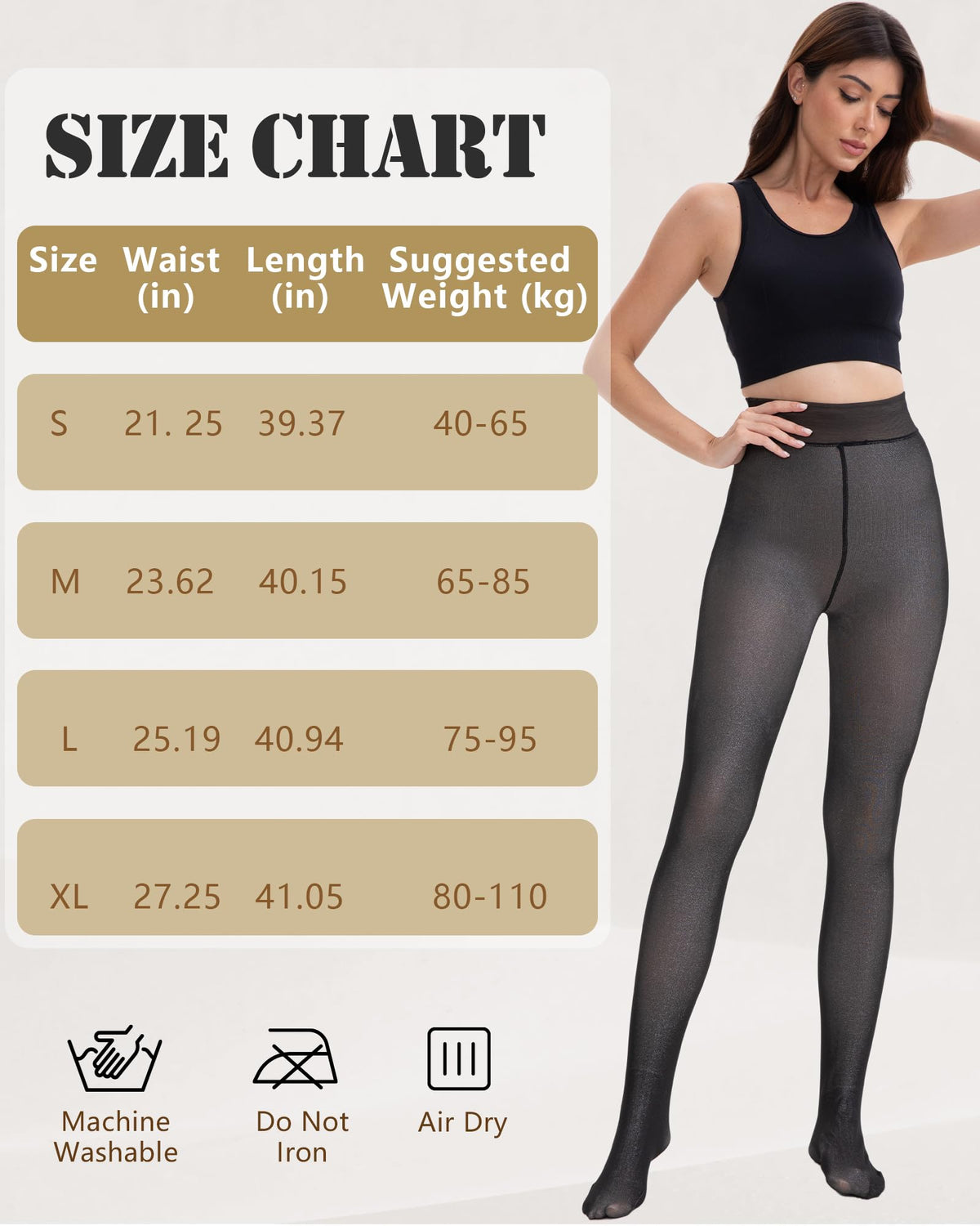 HONGTEYA 2 Pairs Fleece Lined Tights Women - Warm Sheer Pantyhose Fake Translucent Tights Winter Thermal Leggings