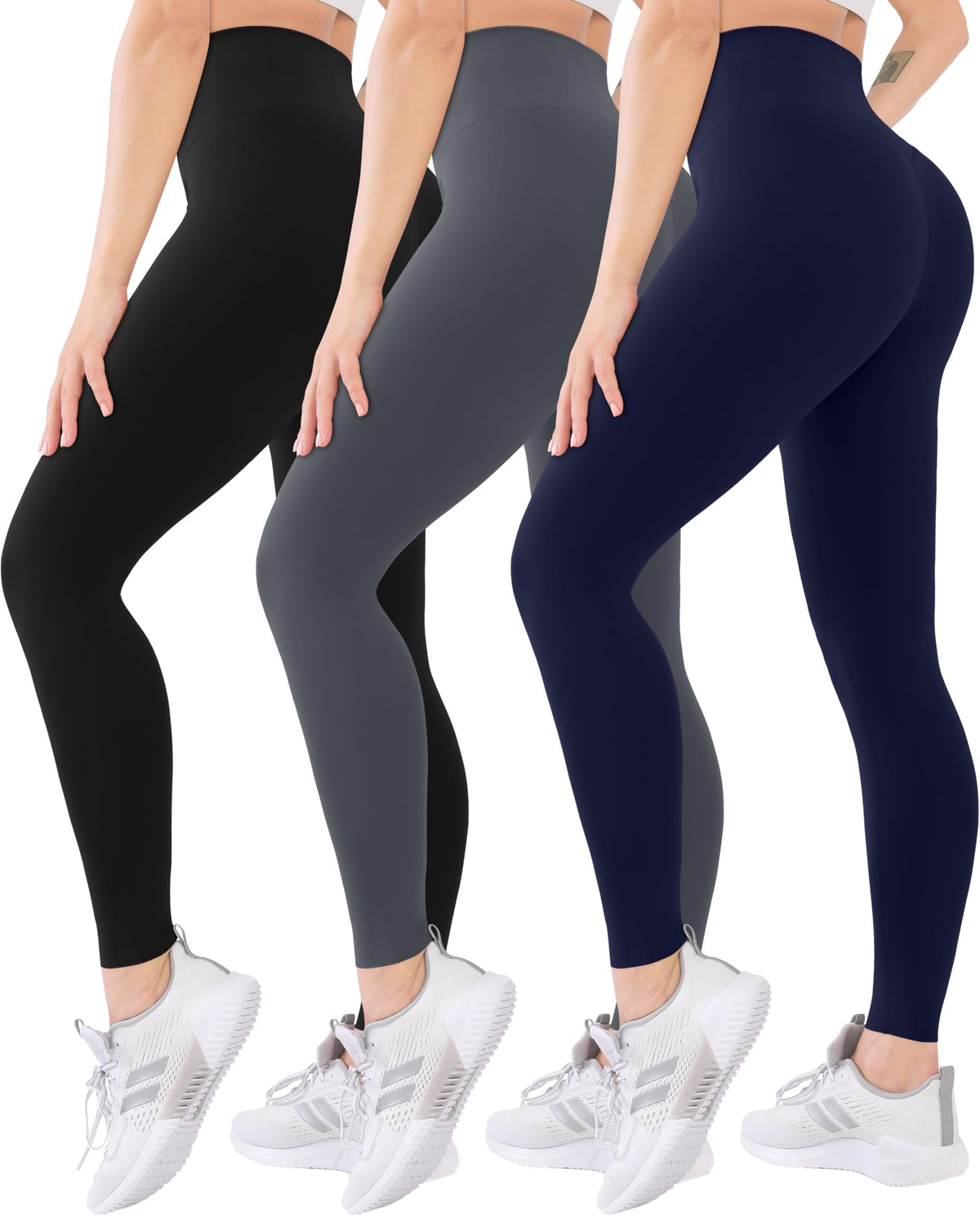 Blisset 3 Pack High Waisted Leggings for Women with Pockets Soft Active Compression Pants for Yoga Running & Daily Wear
