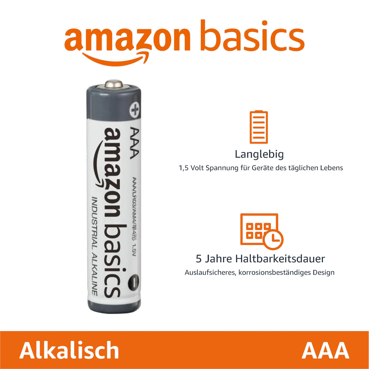 Amazon Basics AA- Alkali-Batterien, 1,5 V, 5 Jahre lagerfähig, 40 Stück