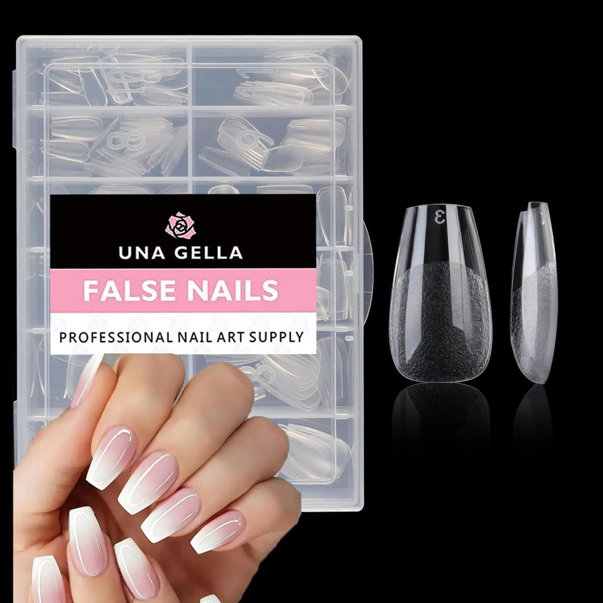 UNA GELLA Kurze Mandel Nail Tips 504 Stück