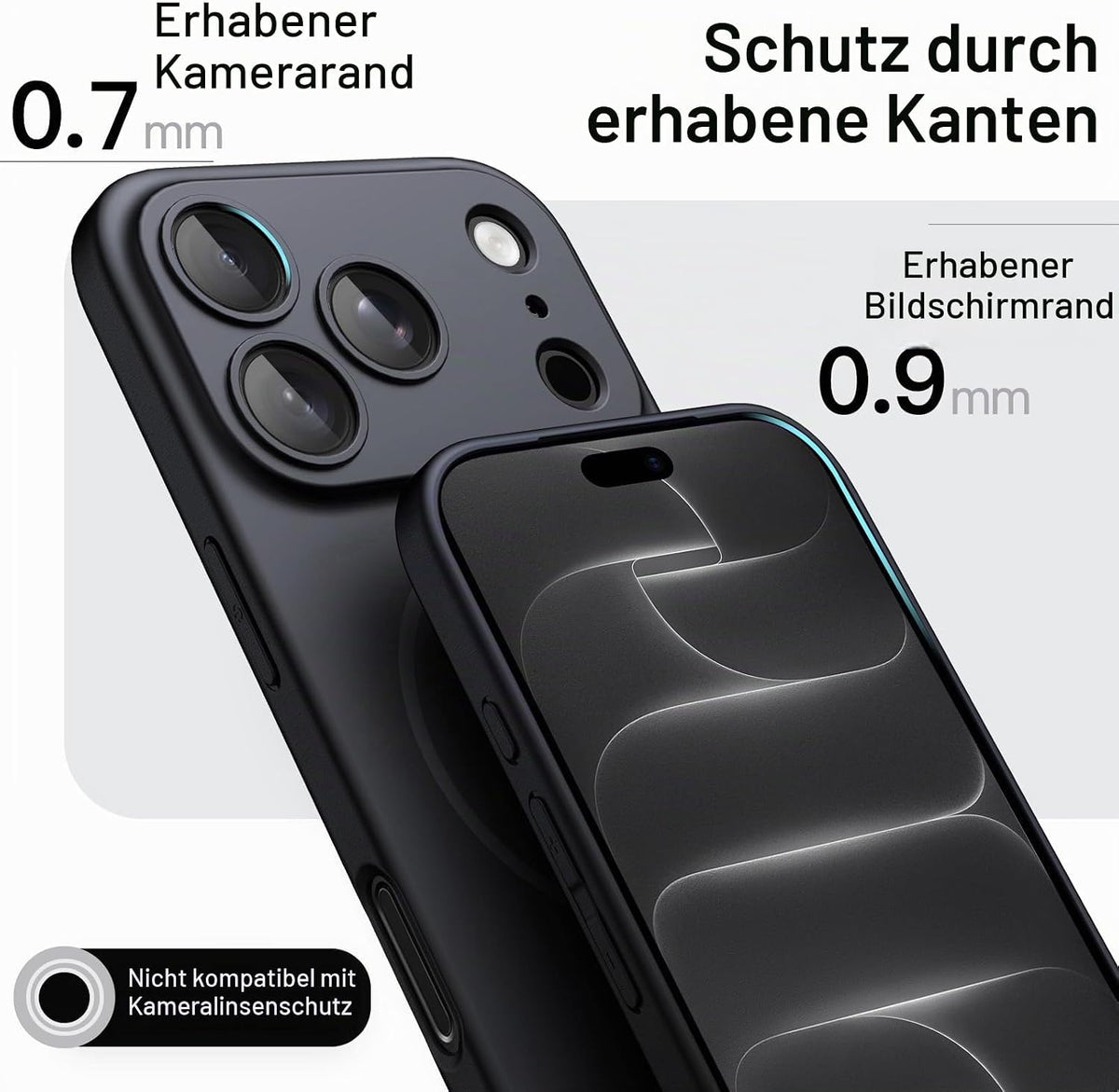 JETech Magnetische Dünne Hülle für iPhone 18 Pro, Schwarz