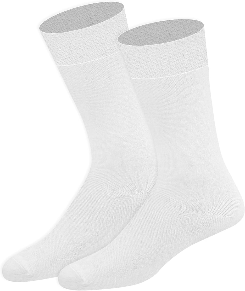 SOXCO Lot de 12 paires de chaussettes homme | Chaussettes habillées mi-mollet riches en coton | Tissu respirant idéales pour le travail et le quotidien | Noir, Blanc, Gris, Bleu Marine
