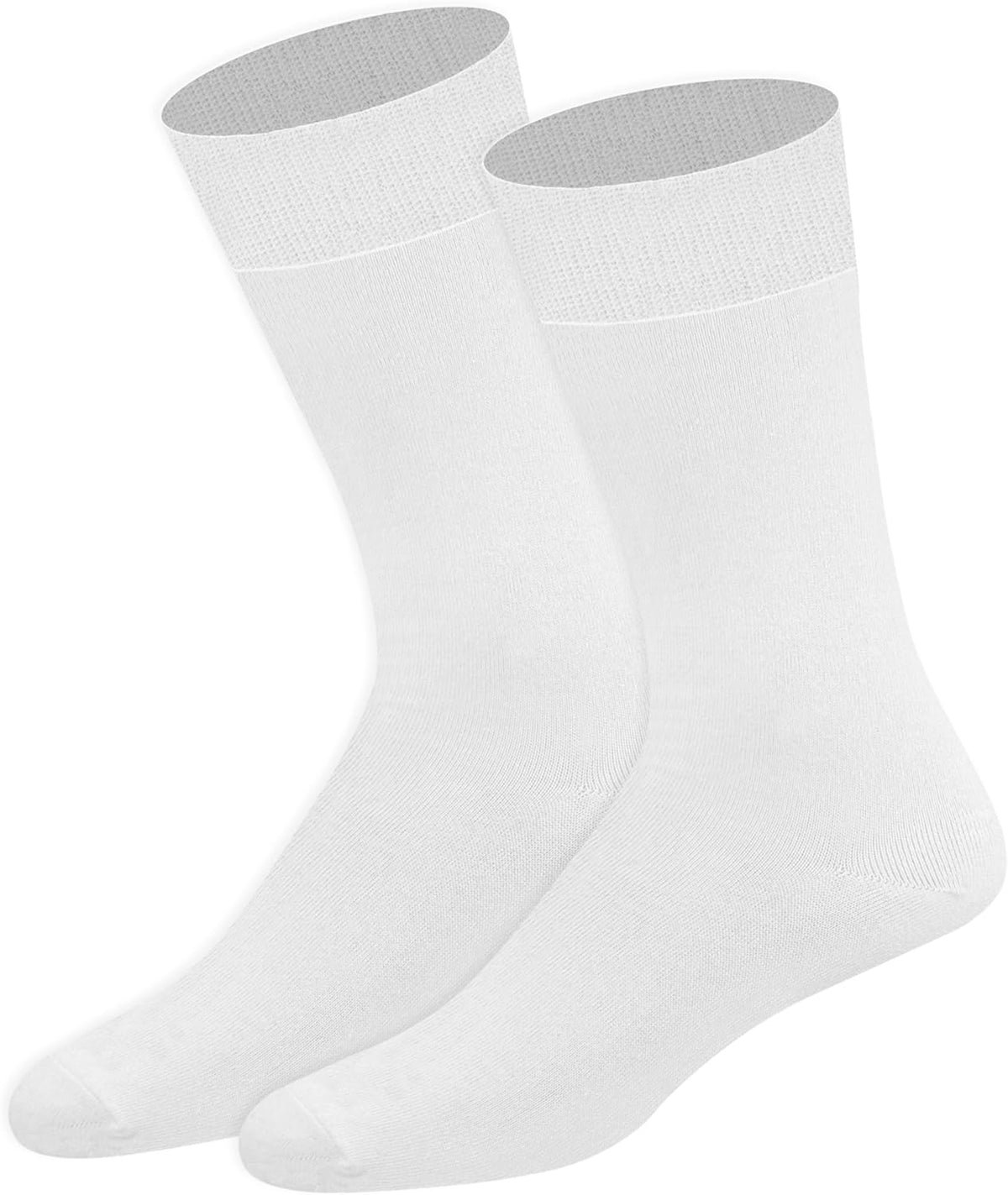 SOXCO Lot de 12 paires de chaussettes homme | Chaussettes habillées mi-mollet riches en coton | Tissu respirant idéales pour le travail et le quotidien | Noir, Blanc, Gris, Bleu Marine