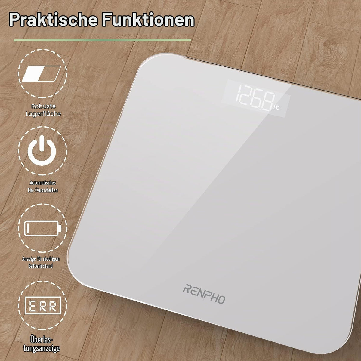 RENPHO Personenwaage, Körperwaage mit Hochpräzisions-Sensoren