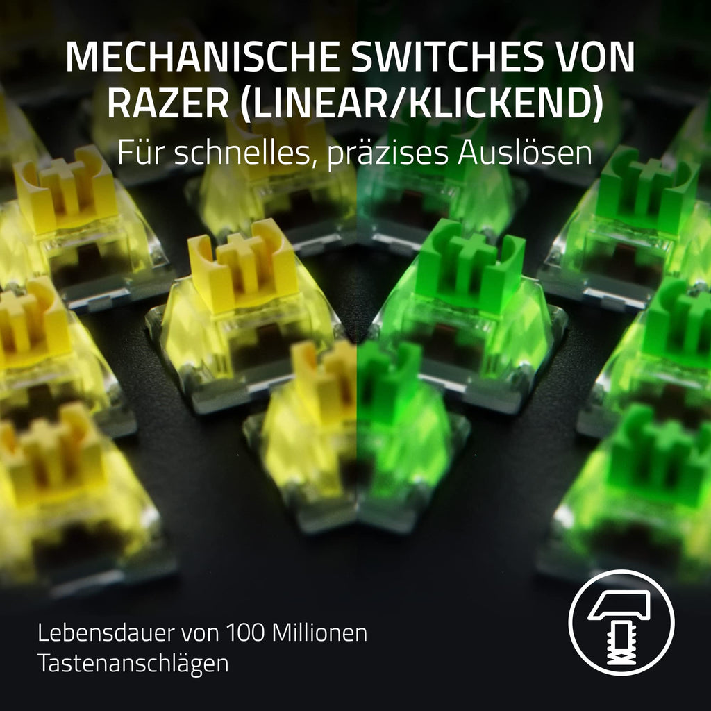 Razer BlackWidow V4 - Mechanische Gaming-Tastatur Chroma RGB (Mechanische Yellow Switches, 6 eigene Makro-Tasten, Doubleshot-ABS-Tastenkappen) QWERTZ DE-Layout | Schwarz