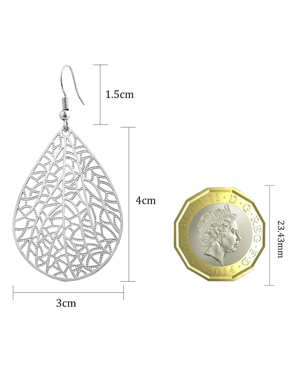 14K Gold vergoldet Blattgold Ohrringe für Frauen, Silber Ohrringe Hängend Damen mit Anhänger Tropfenform, Wassertropfen Schmuck für Geschenk