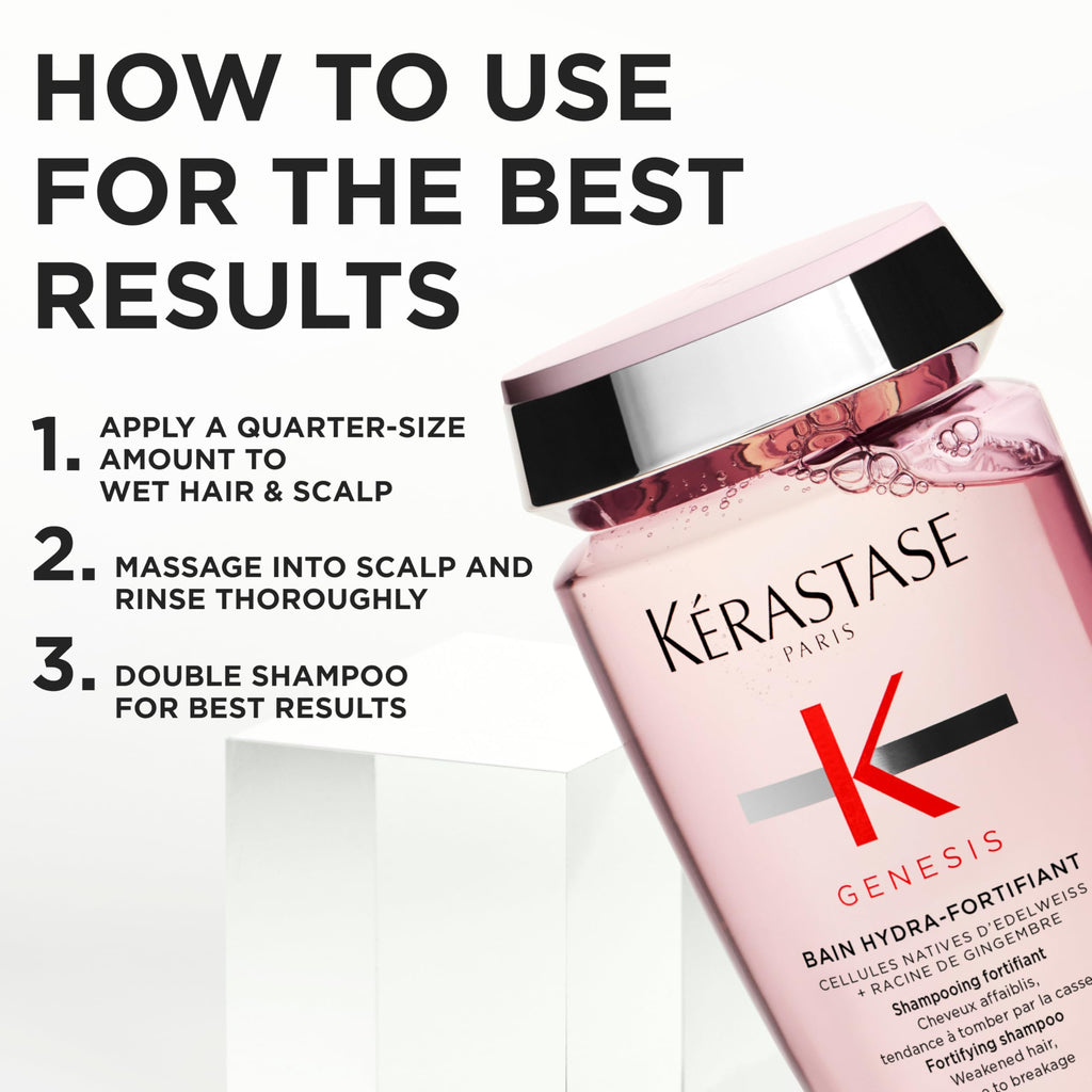Kérastase Shampoo für feines Haar, Nährendes und kräftigendes Haarbad gegen Haarverlust, Bain Hydra-Fortifiant, Genesis, 500 ml