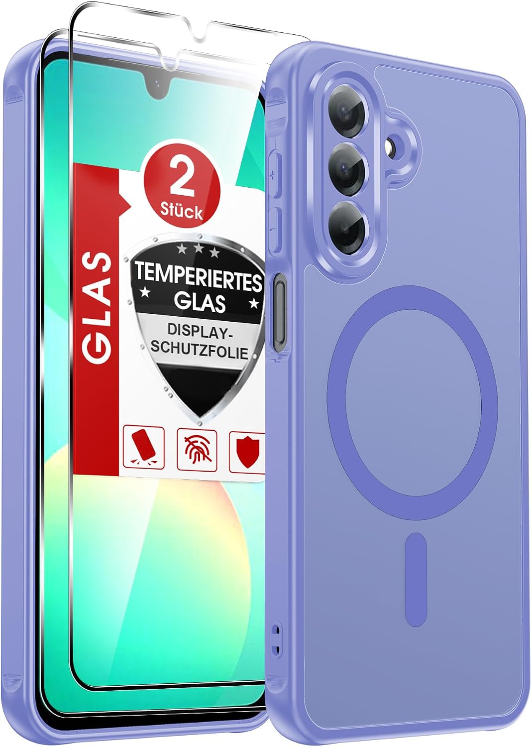 LeYi für Samsung Galaxy A06 4G Hülle für Magsafe mit 2X Panzerglas-Schwarz