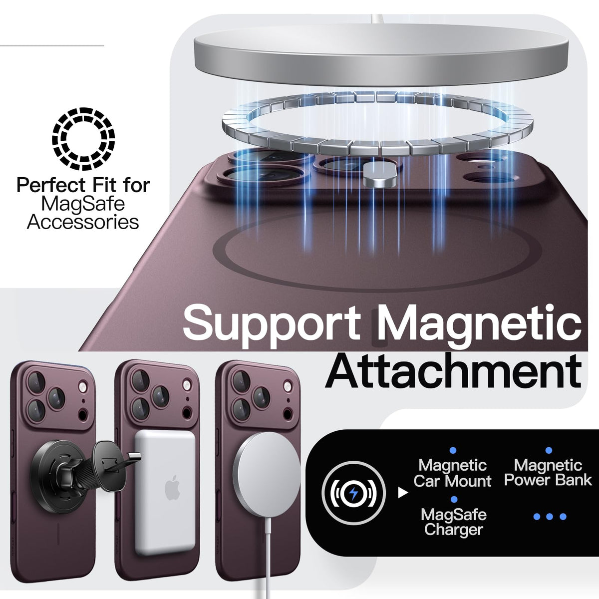 JETech Magnetische Dünne Hülle für iPhone 18 Pro, Schwarz