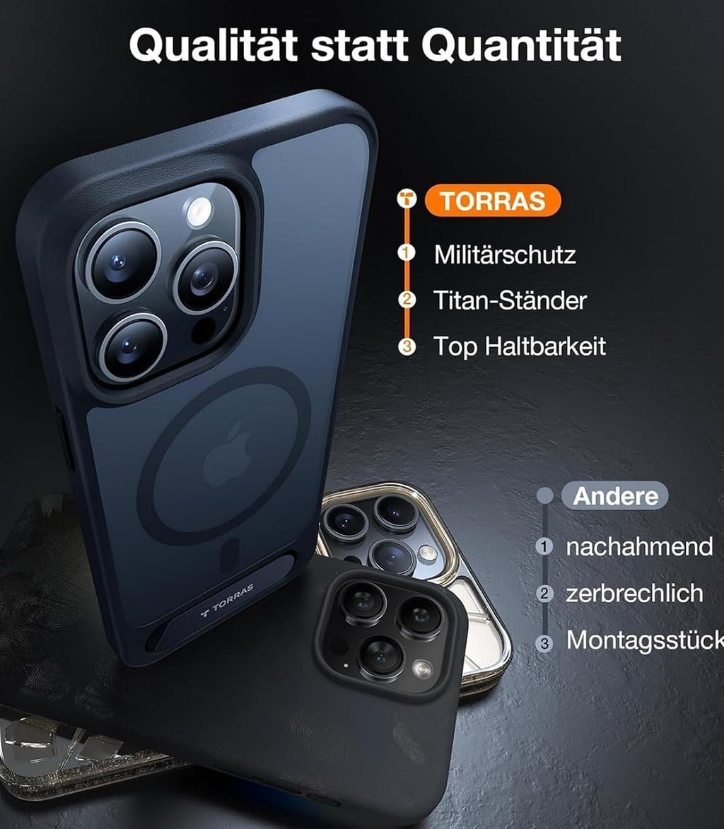 TORRAS Ostand L1 Hülle für iPhone 16 Pro für MagSafe Case, Schwarz