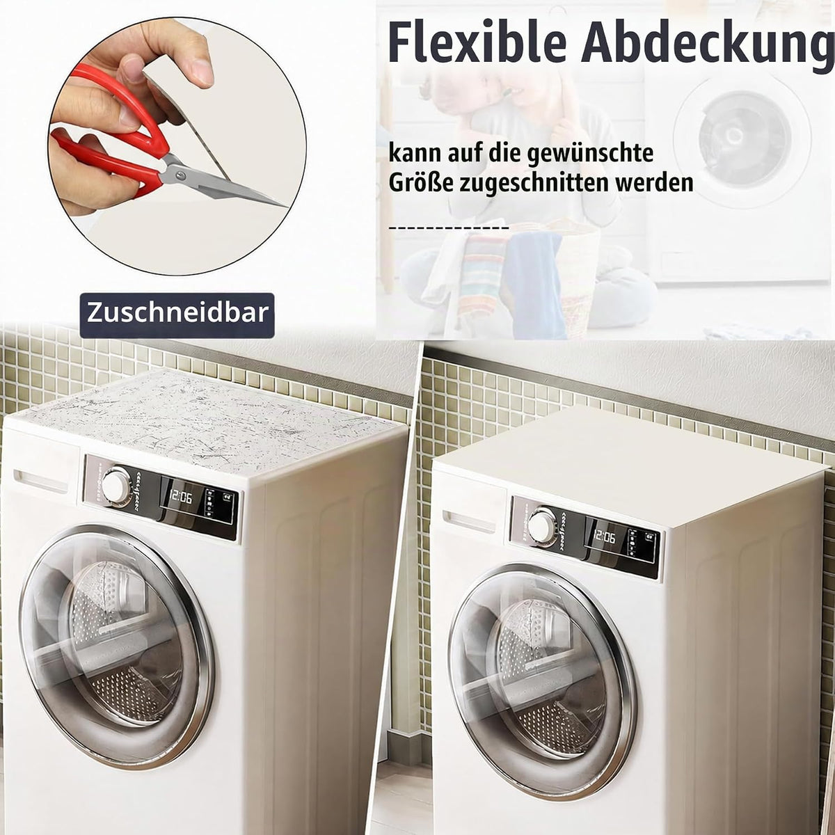 YeahBoom Waschmaschinenauflage 60x60cm,Waschmaschinenabdeckung Universal