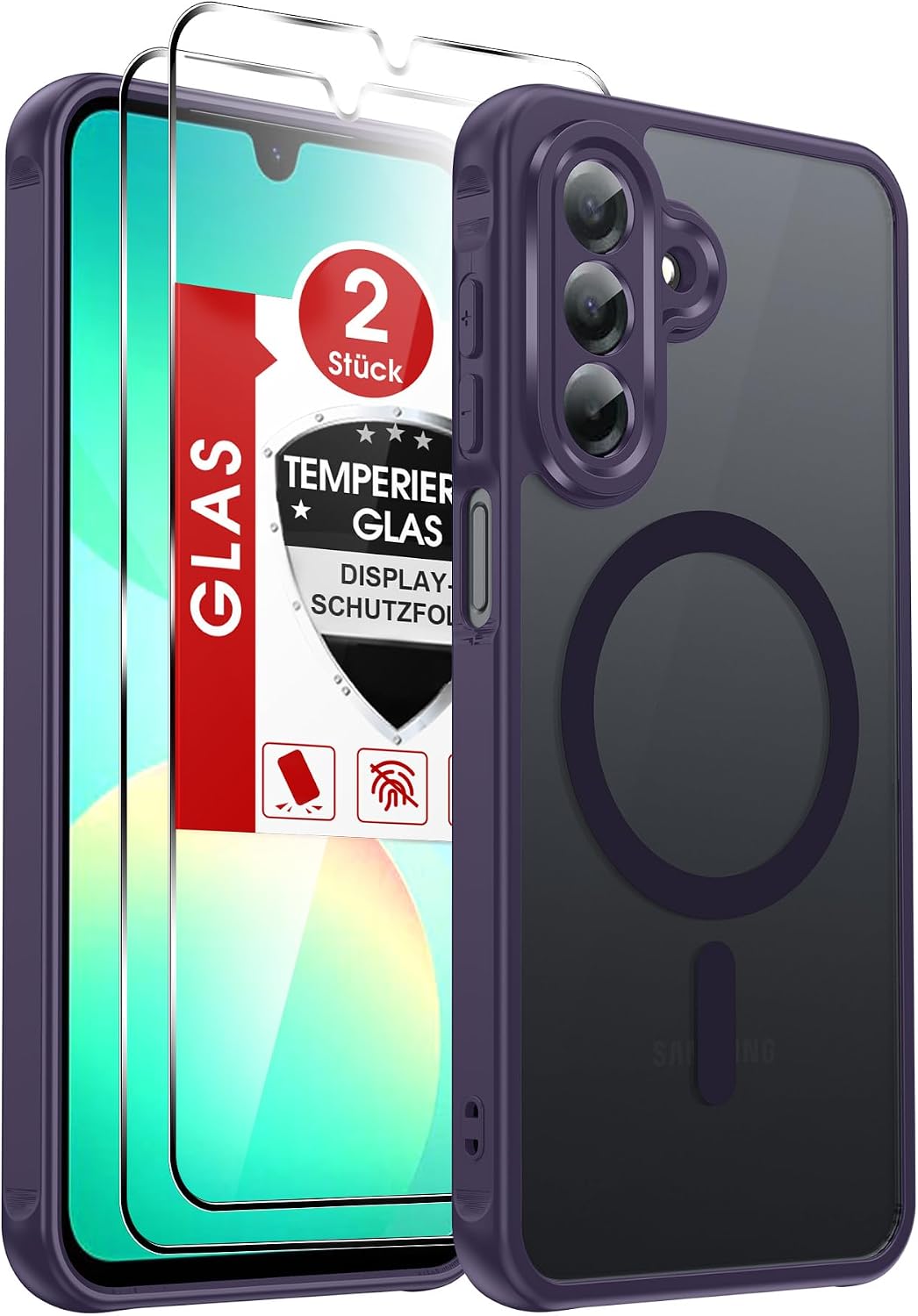 LeYi für Samsung Galaxy A06 4G Hülle für Magsafe mit 2X Panzerglas-Schwarz