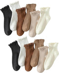 Hstyle 6 Pairs of Ruffle Socks Women, Cute Ruffle Ankle Socks