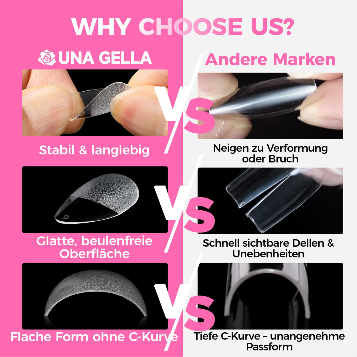 UNA GELLA Kurze Mandel Nail Tips 504 Stück