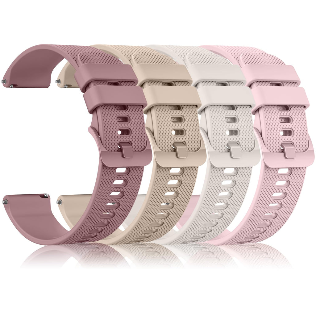 Wanme 20mm Bracelet de Montre en Silicone, Souple Bracelet de Replacement en Dégagement Rapide avec Boucle en Même Couleur Homme Femme 20mm, Starlight