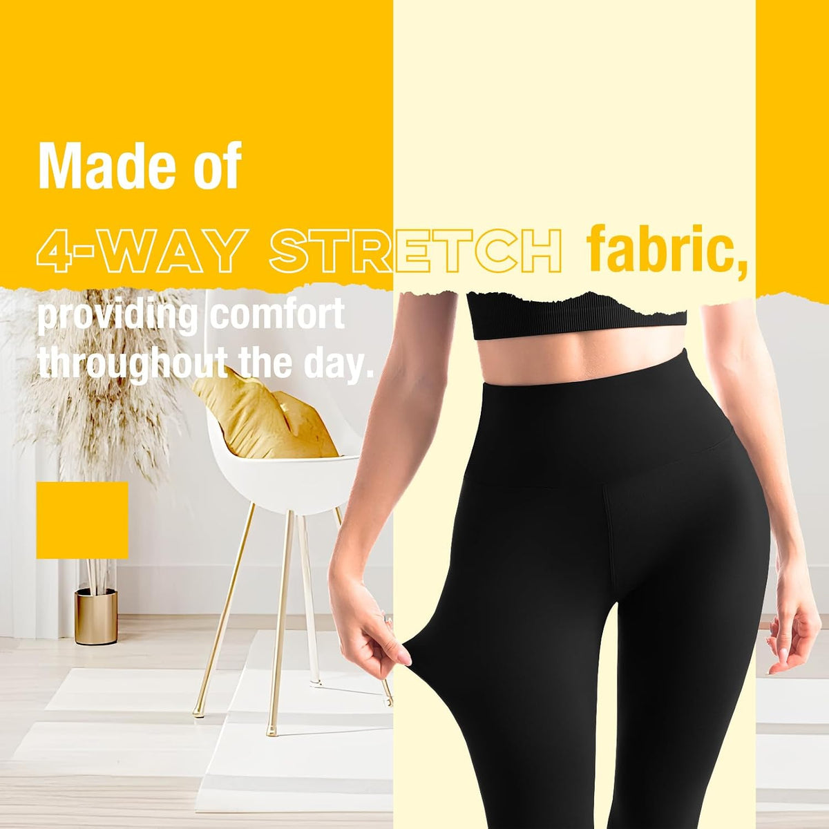 3 Pack Black Leggings for Women