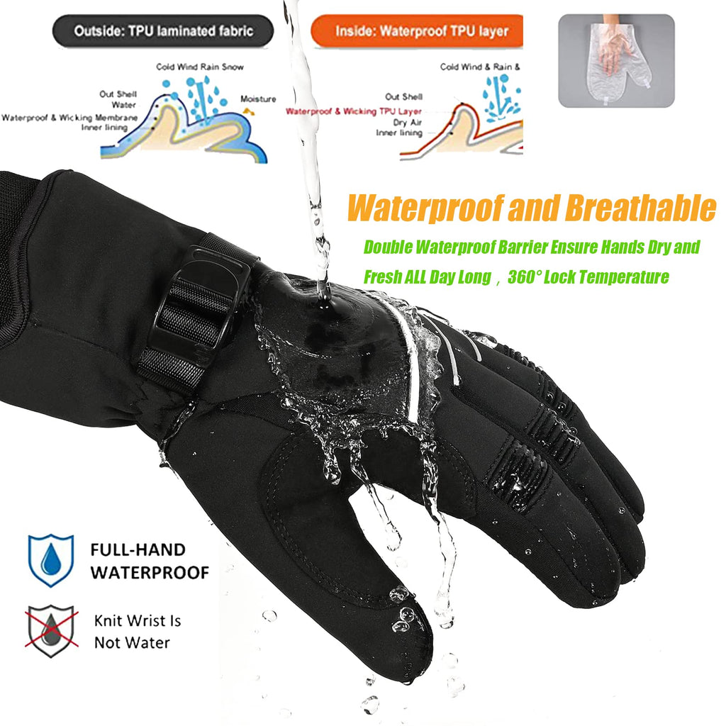 Winterhandschuhe Wasserdicht-30°F 3M Thinsulate Skihandschuhe Warme Touchscreen Handschuhe