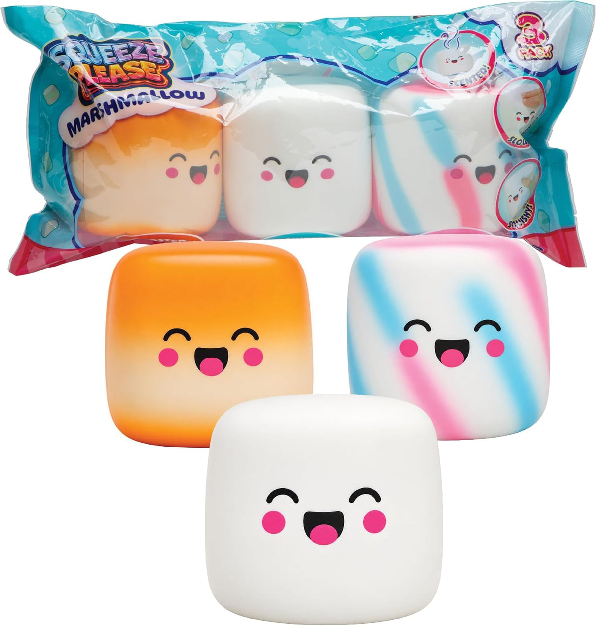 Squeeze Please 3 Pack Scented Marshmallow Stress Relief Fidget Squishy Toy