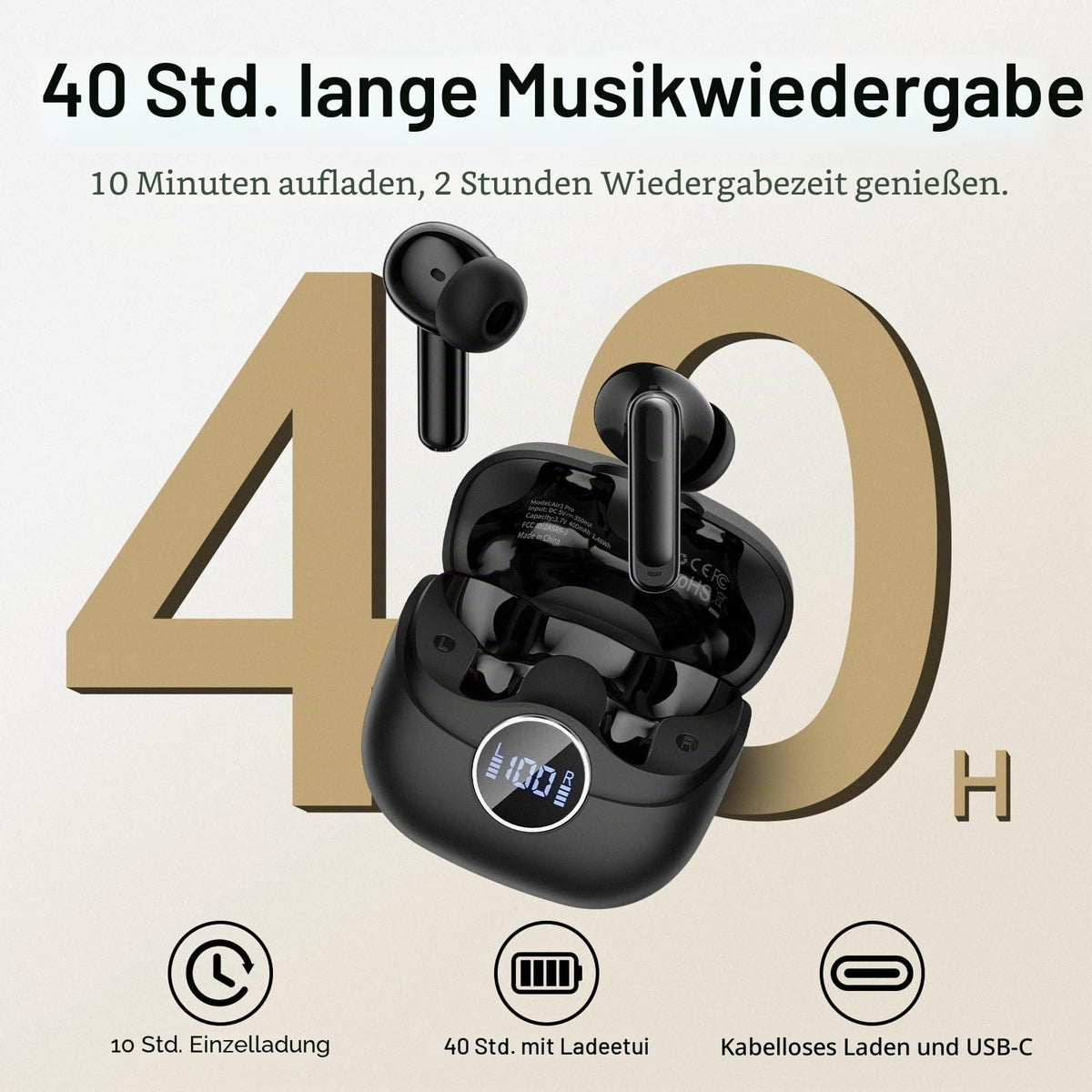 Bluetooth Kopfhörer, Kopfhörer Kabellos Bluetooth 5.4, Tiefer Bass Ohrhörer