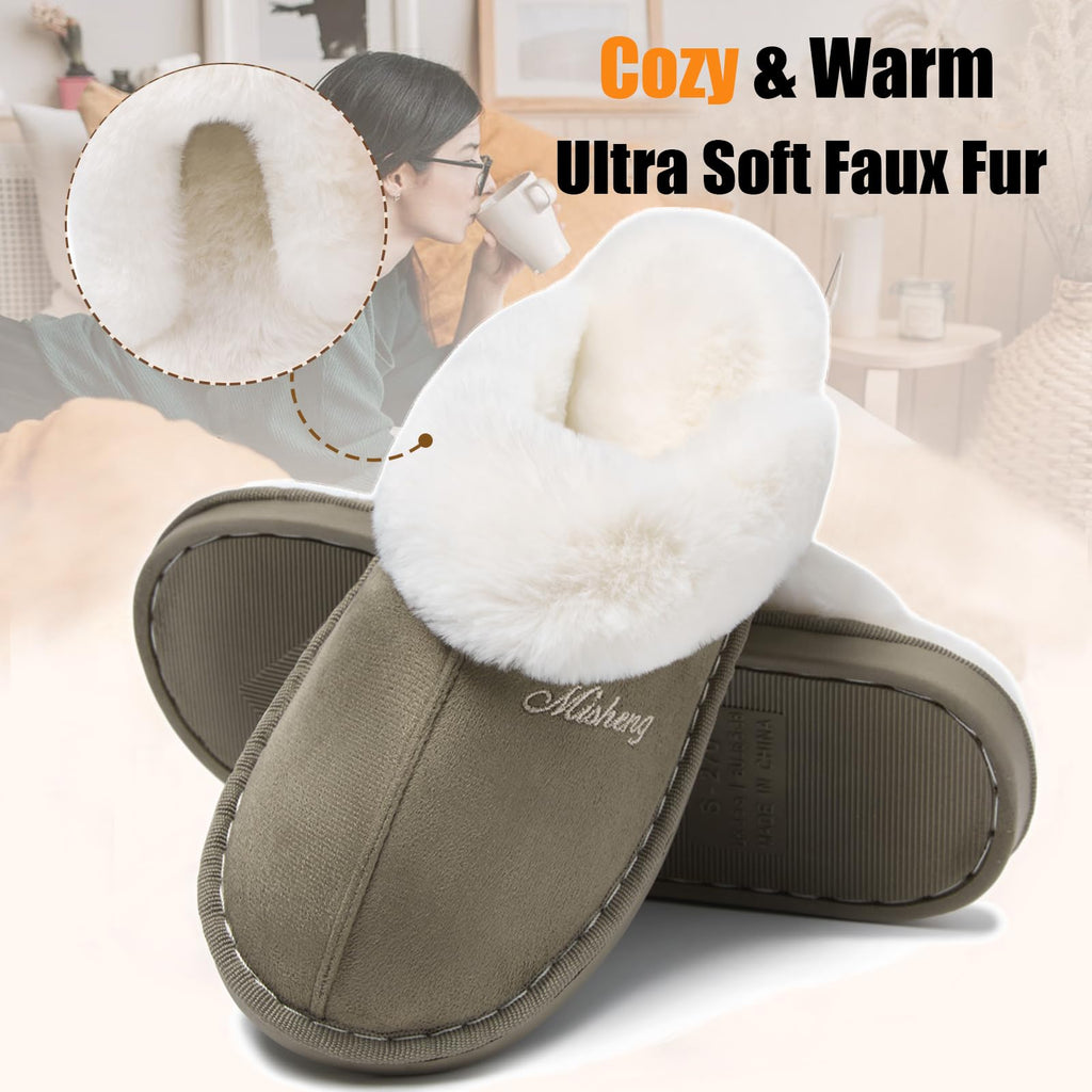 Misolin Chaussons Femme Homme Hiver Chaudes Maison Mémoire Mousse Pantoufle