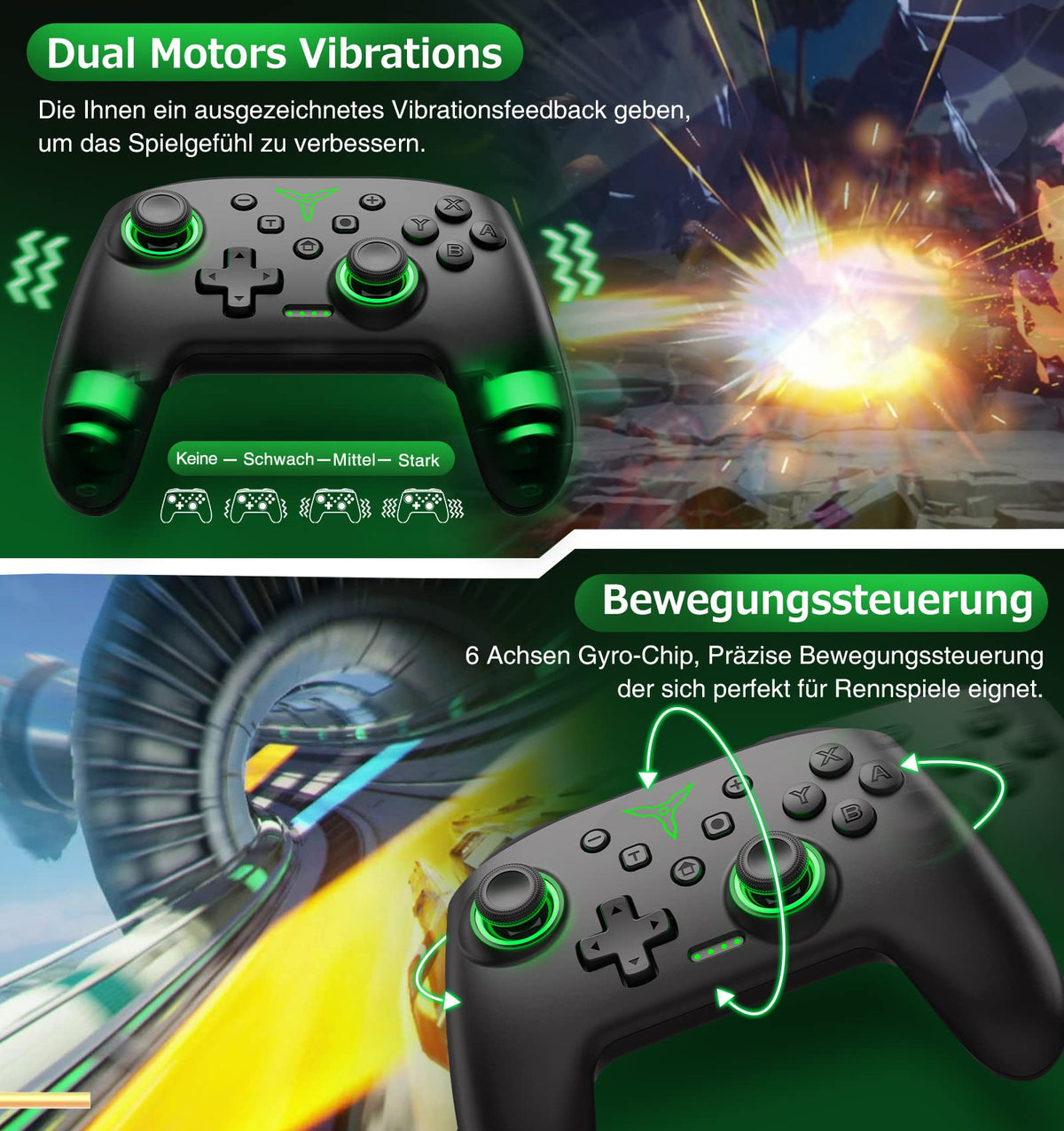 HELLCOOL Switch Controller, Kabellos Switch Pro Controller für Switch/Lite/OLED Konsole, Macro/Turbo/Aufwachfunktion, Präzise Steuerung, Dual Motors Vibration, 15 Std Spieldauer