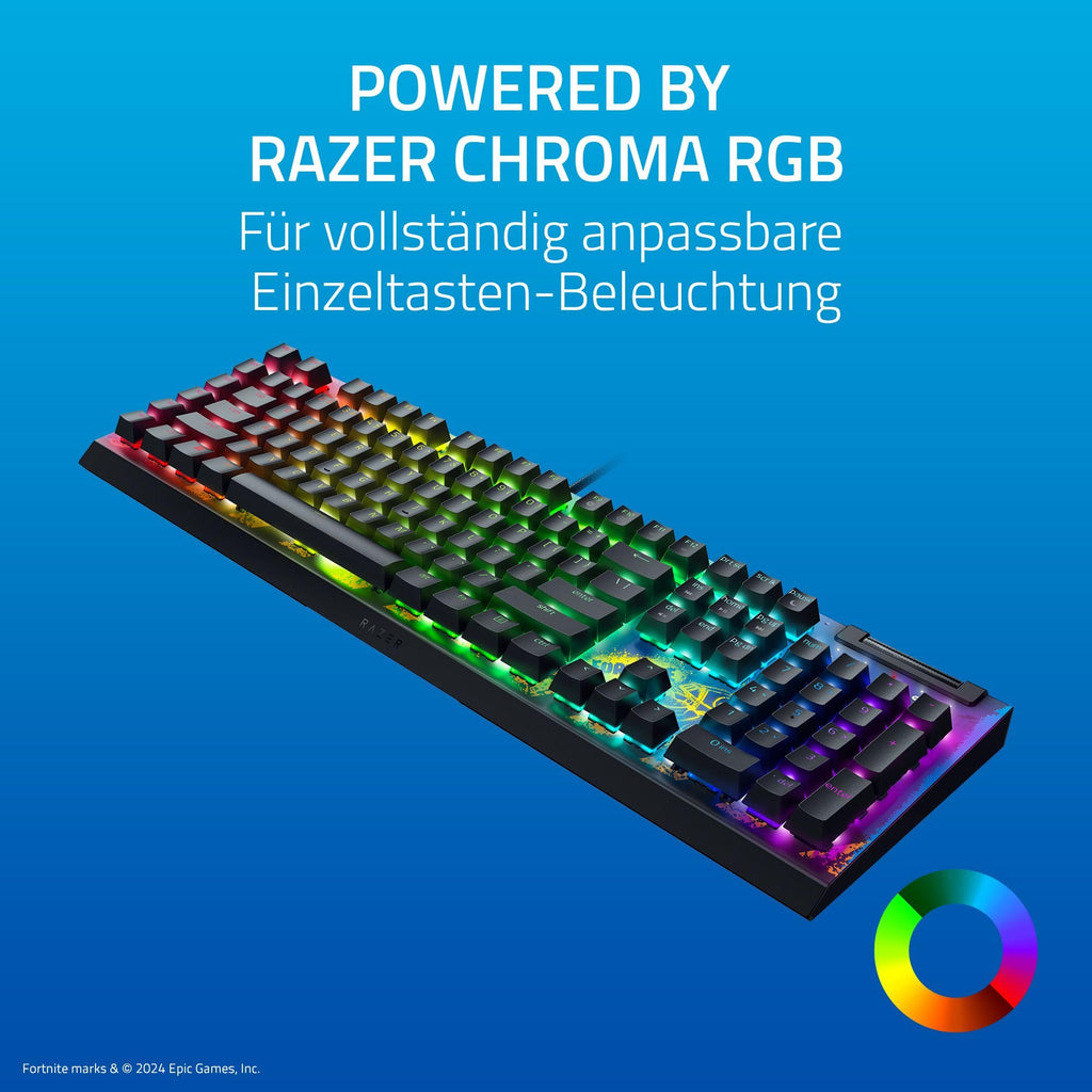 Razer BlackWidow V4 - Mechanische Gaming-Tastatur Chroma RGB (Mechanische Yellow Switches, 6 eigene Makro-Tasten, Doubleshot-ABS-Tastenkappen) QWERTZ DE-Layout | Schwarz