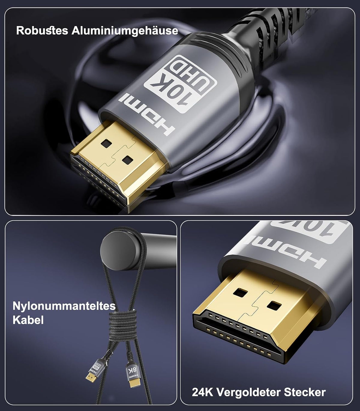 Sniokco 10K 8K 4K HDMI 2.1 Kabel 7.62Meter Zertifiziert 48Gbps High Speed