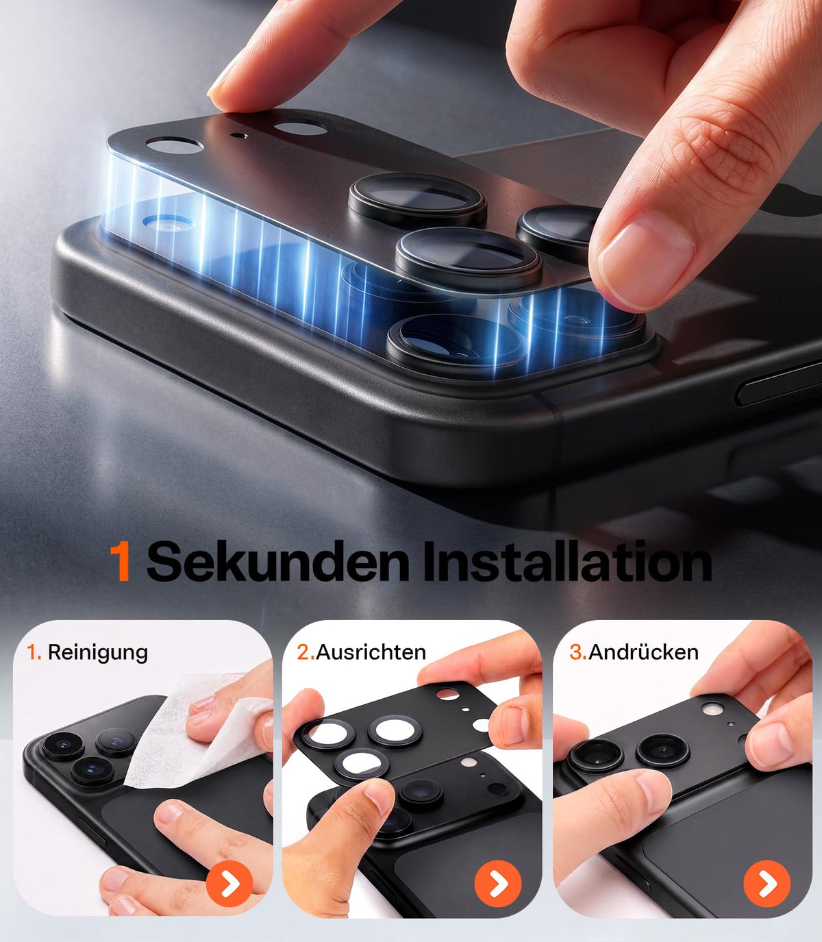 TORRAS für iPhone 18 Pro 9H+ Kratzfest Kameraschutz HD-Klares, Grau