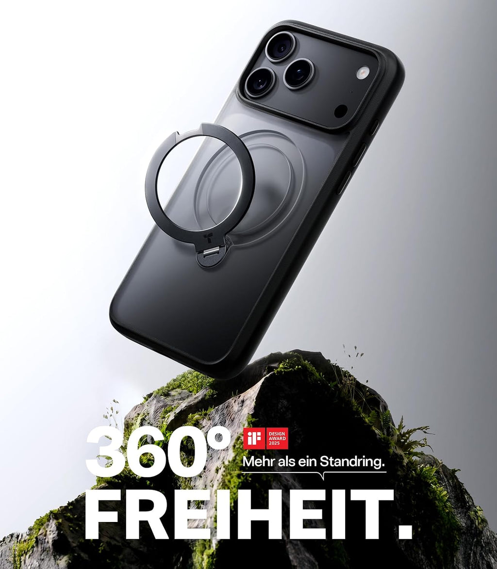 TORRAS Ostand Q3 Spin für iPhone 18 Pro Hülle für MagSafe 360°Stand Schwarz