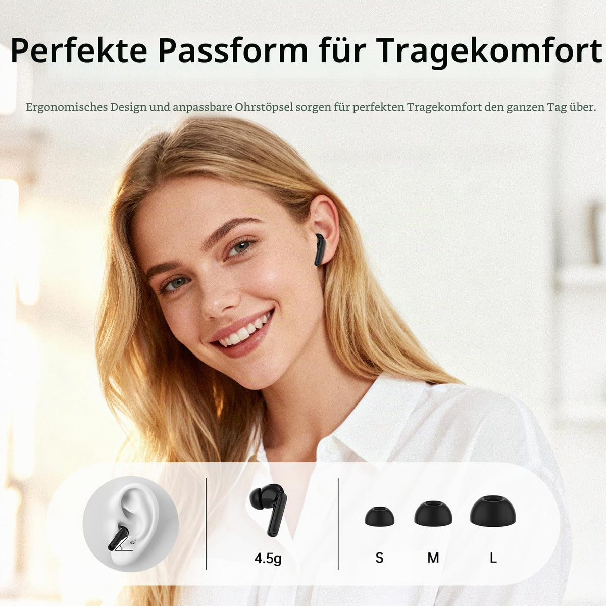 Bluetooth Kopfhörer, Kopfhörer Kabellos Bluetooth 5.4, Tiefer Bass Ohrhörer