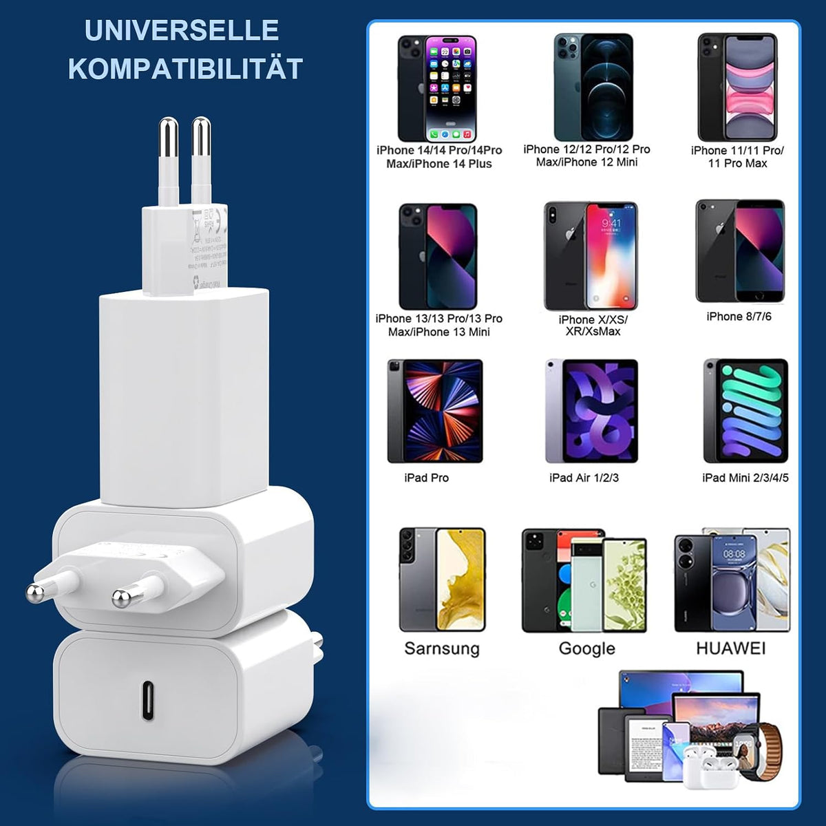 3er-Pack 25W USB C Schnellladegerät für iPhone 16/15/14/13/12/11 SE