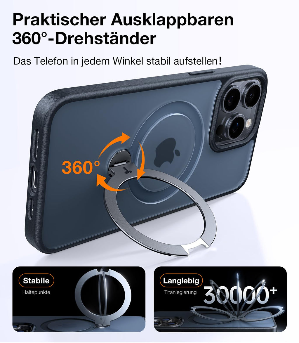 TORRAS Ostand Q3 Spin für iPhone 18 Pro Hülle für MagSafe 360°Stand Schwarz