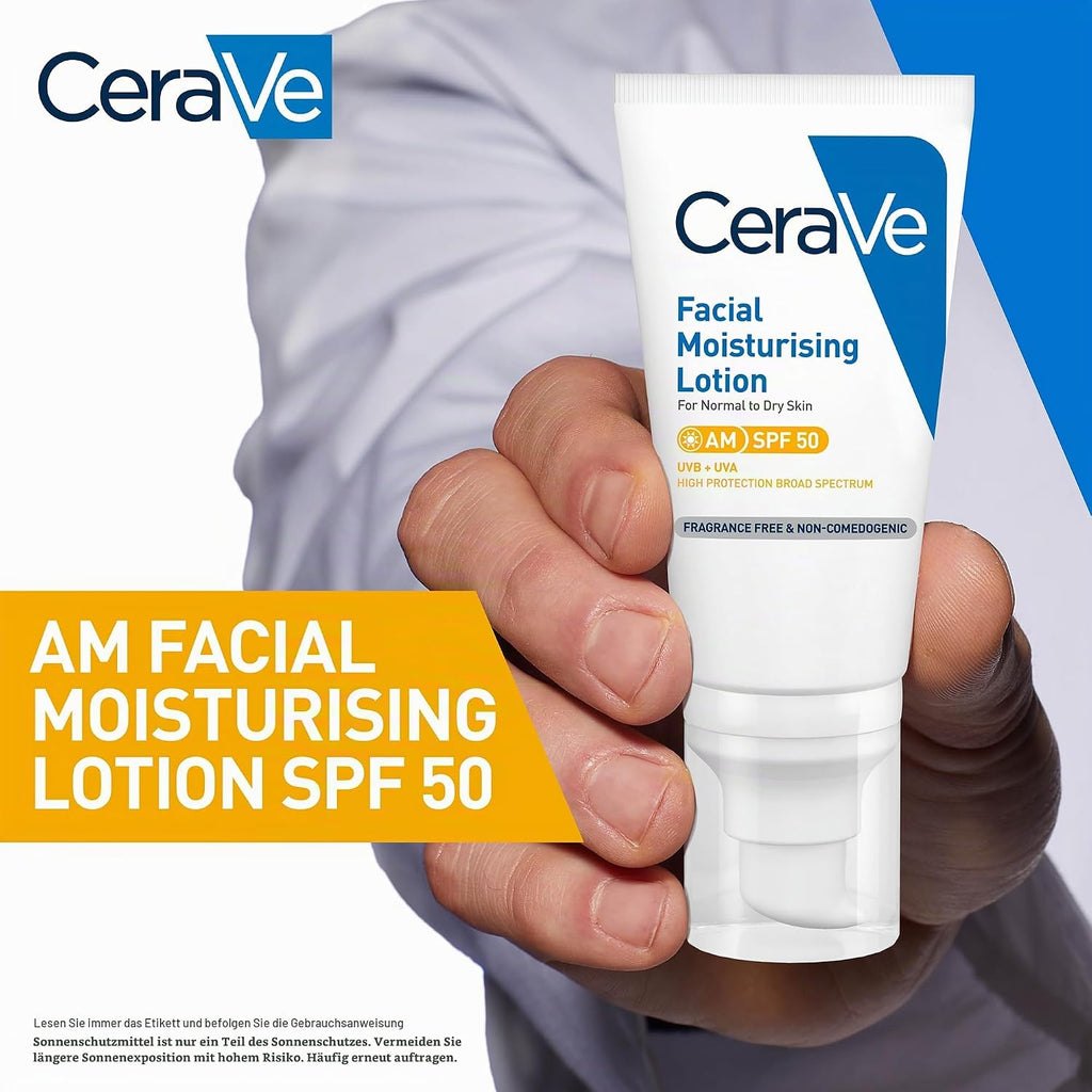 CeraVe Feuchtigkeitsspendende Gesichtscreme LSF 50, UVA- & UVB-Schutz, 50ml