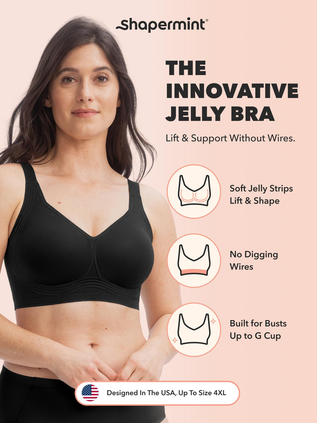 SHAPERMINT Everyday Wireless Jelly Bra, Full Coverage, S-4XL