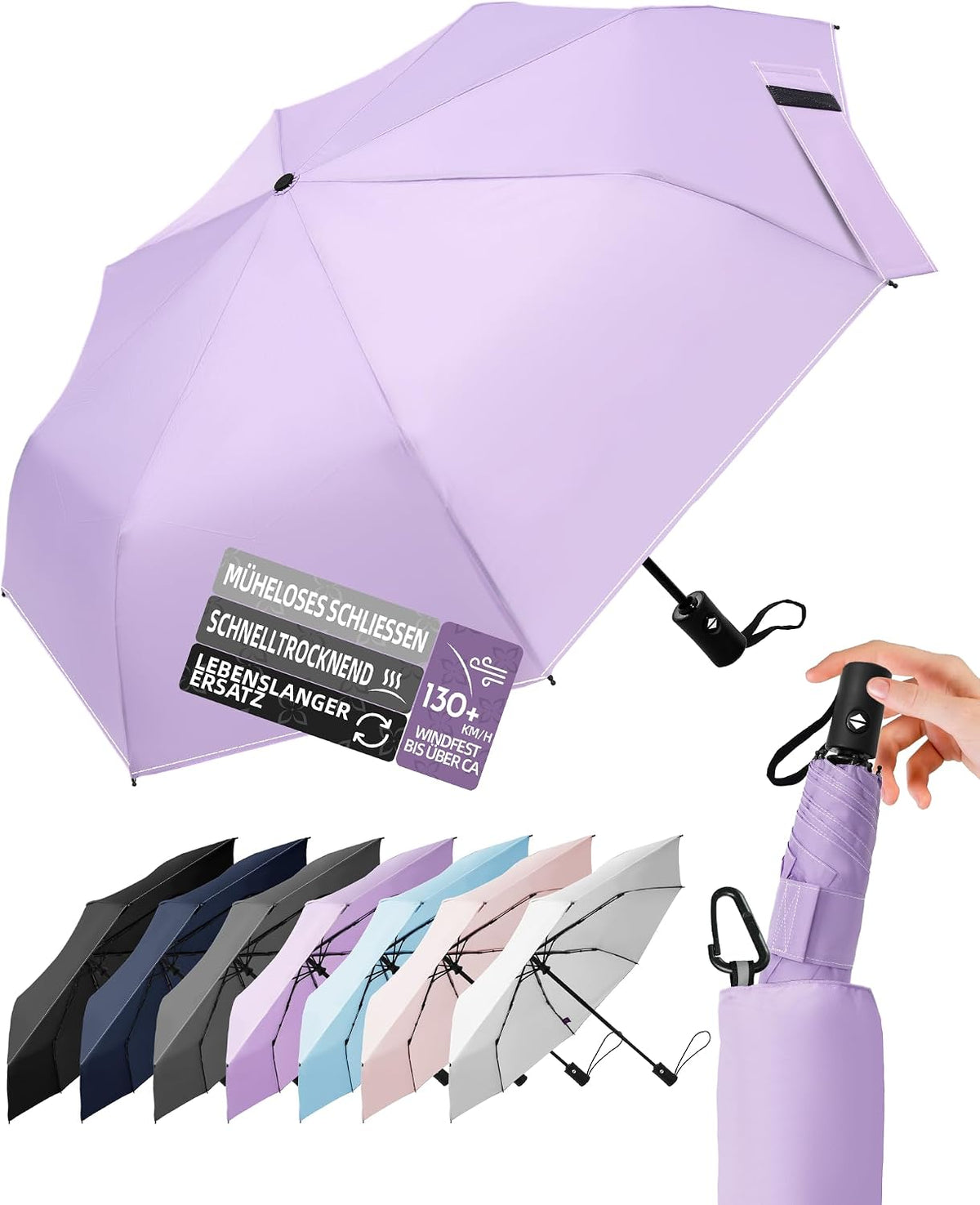 LILAC Regenschirm Klein Stabil Windfest